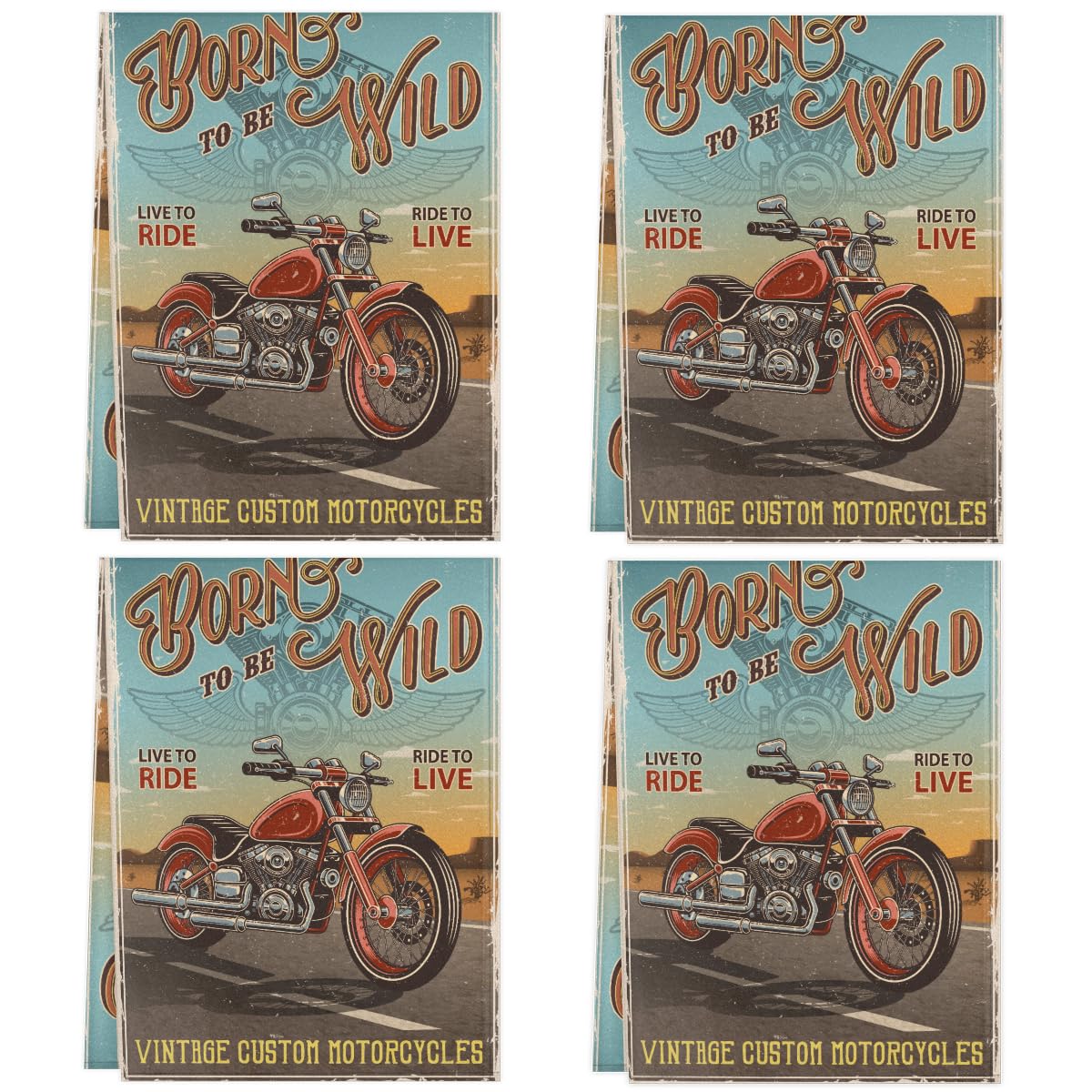 ALAZA Geschirrtücher Vintage Route 66 – Super Saugfähiges Korallenfleece-Set, 6 Stück (27,9x27,9 Cm)