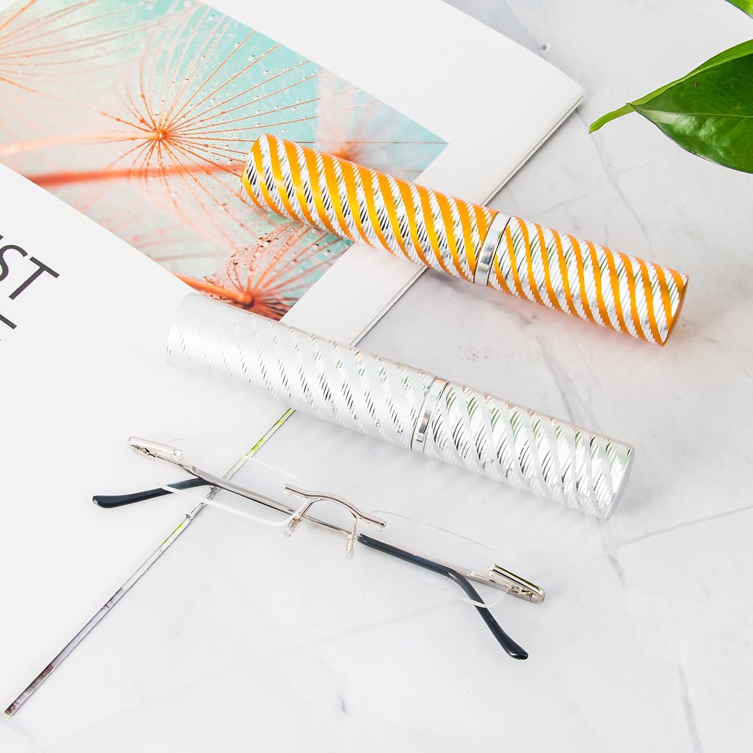 DXYXYO Mini Rimless Reading Glasses for Women Men, 2 Pack Slim Pocket Compact Metal Readers with Small Portable Case - Image 6