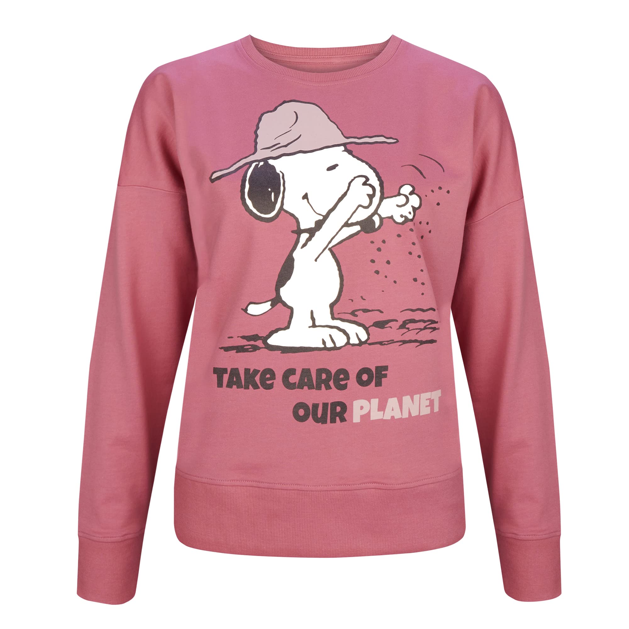 Onomato! Women's Pink Peanuts Snoopy Cradle To Cradle Sweater, Xl