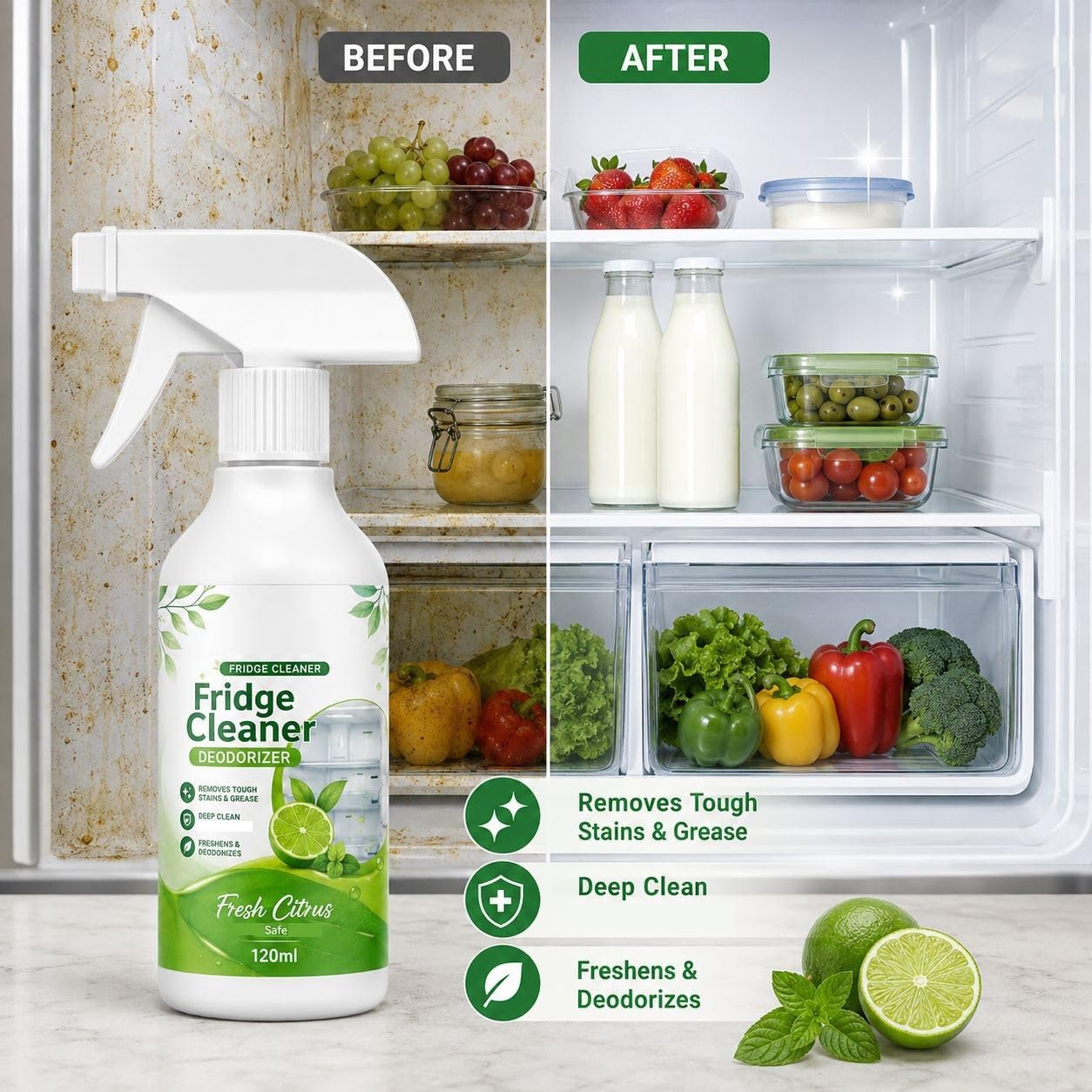 Deep-Clean Kühlschrankreiniger-Spray, schnelle gründliche Reinigung. (5PCS)