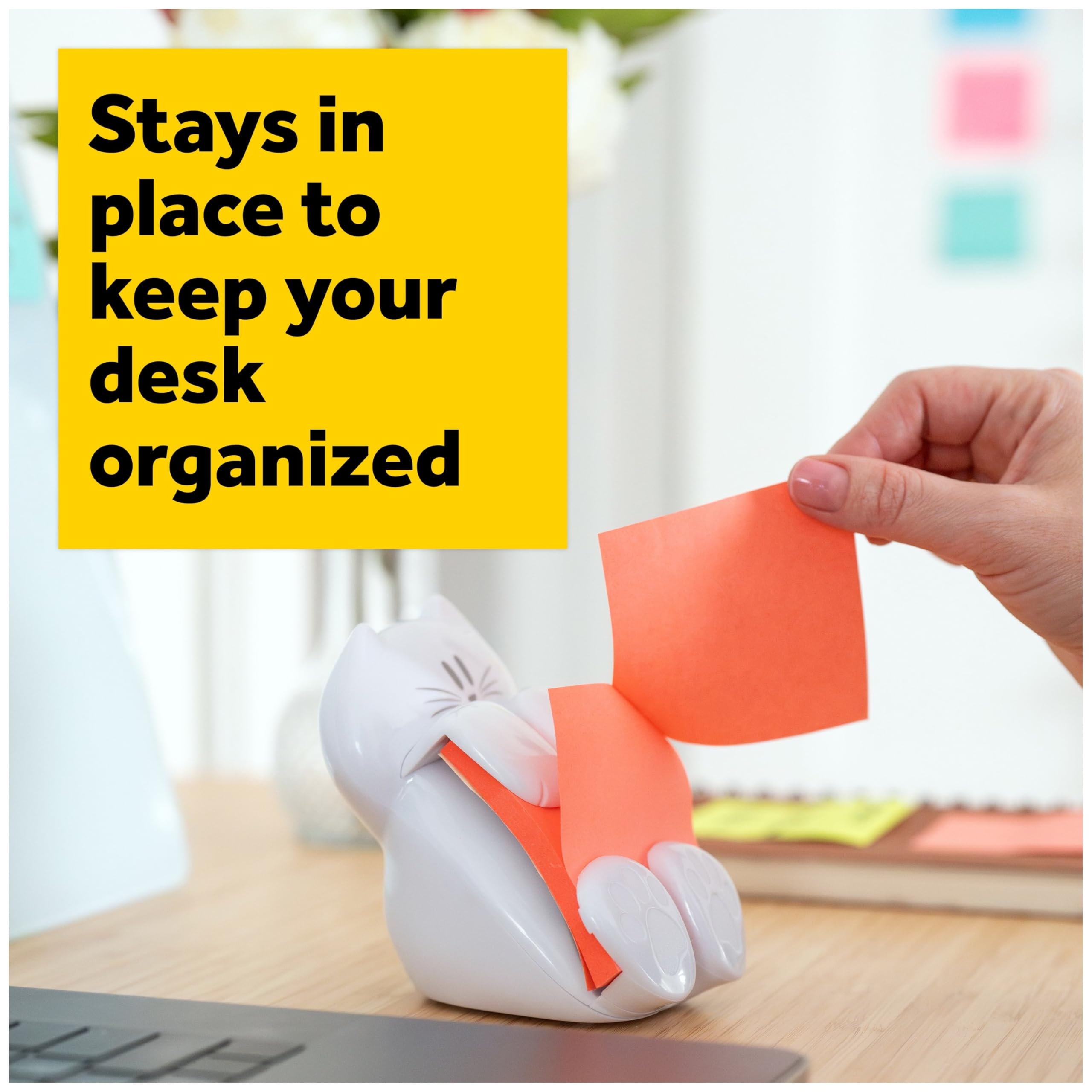 Post-it Pop-Up-Zettelspender, Katzen-Design, 7,6 x 7,6 cm, 1 Spender/Packung, Weiß