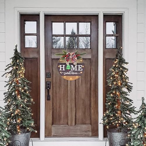 Vista 25 de Letrero de bienvenida intercambiable para puerta delantera con 14 iconos intercambiables, decoración de porche delantero de granja, letrero de pared