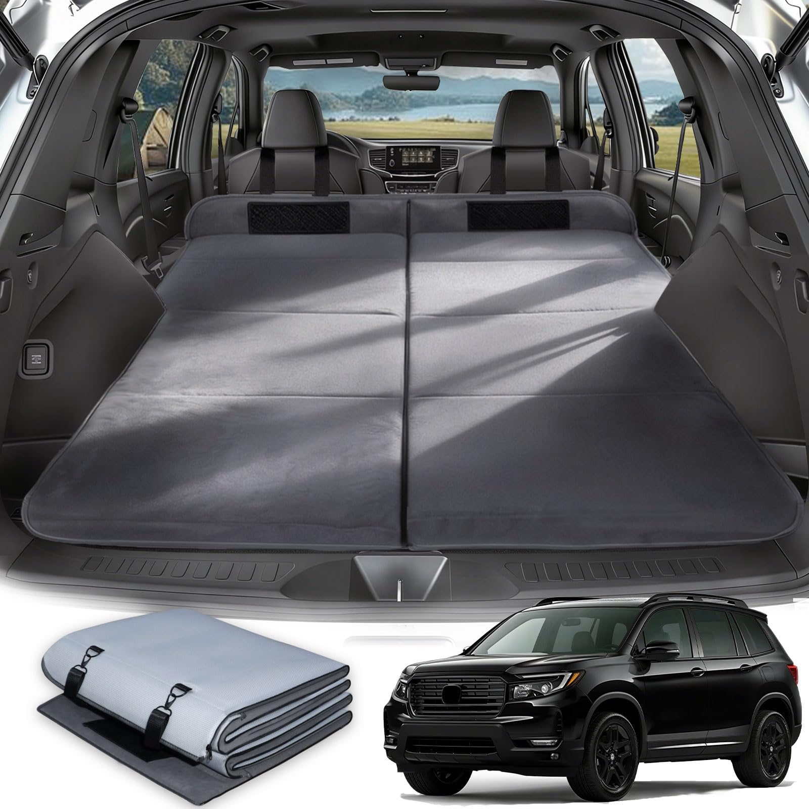 Car Bed for Honda Passport, Foldable Non-Inflatable Soft Foam Camping Mattress, Thickened Portable SUV Trunk Sleeping Pad, Air Mattress Upgrade for Camping &amp; Travel Essentials, Outdoor Sleeping Bed