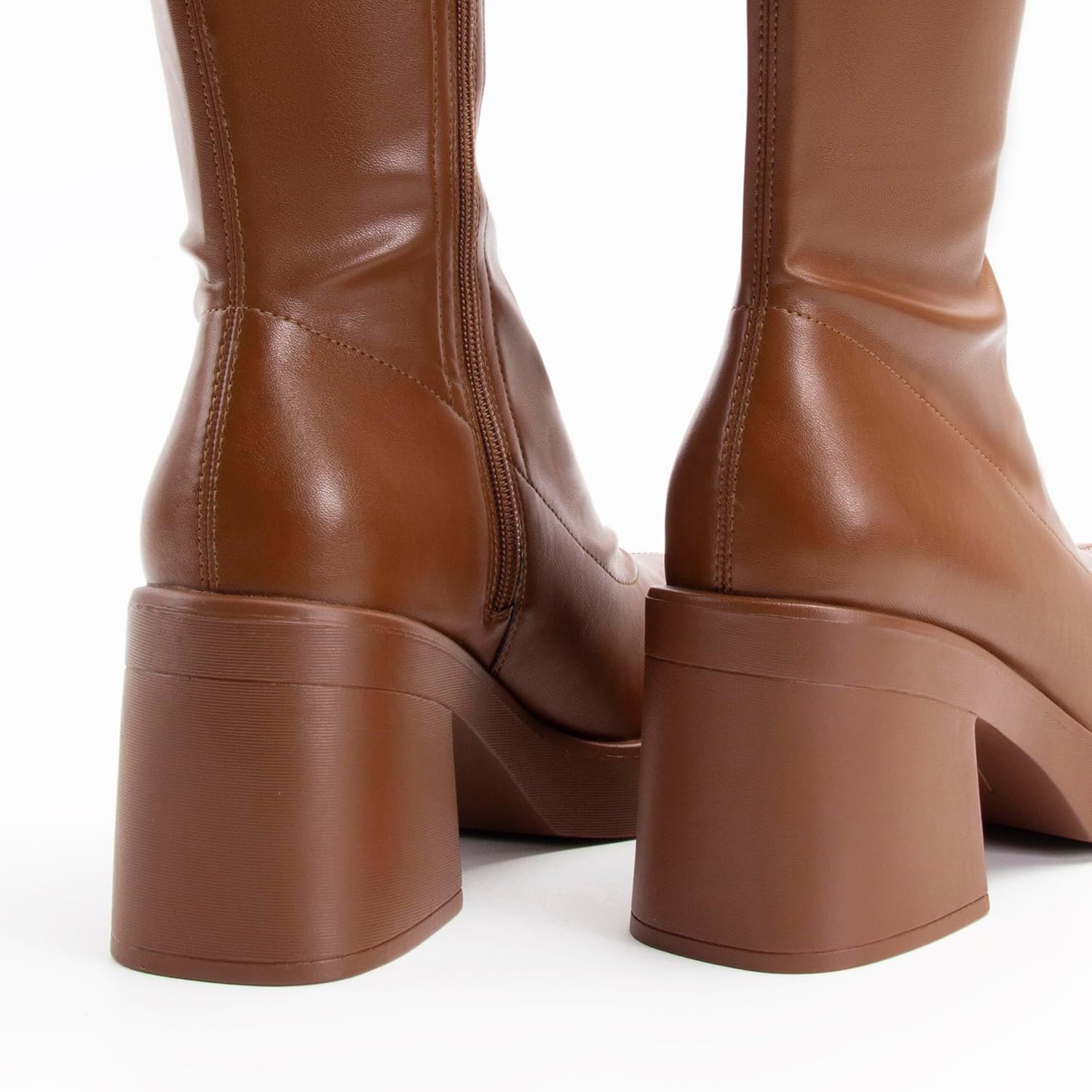 Knee High Boots for Women GoGo Boots Platform Square Toe Womens Chunky Heel Side Zipper Boot - Image 5