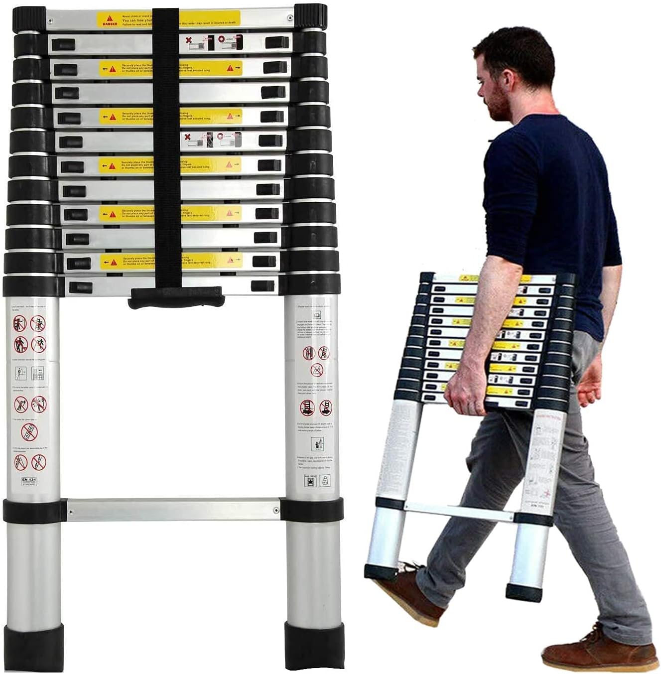 Telescopic Ladder 3.8m / 12.5ft Extendable / Loft / Ladders Amazon.co