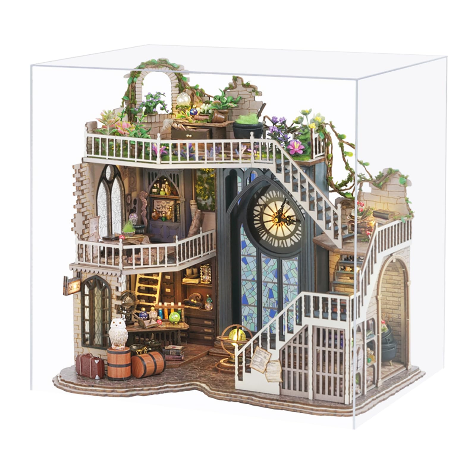 Spilay Kit Casa Delle Bambole In Miniatura Fai Da Te 1:24 – Con Luci LED, Carillon E Copertura – Regalo Creativo Per Adulti