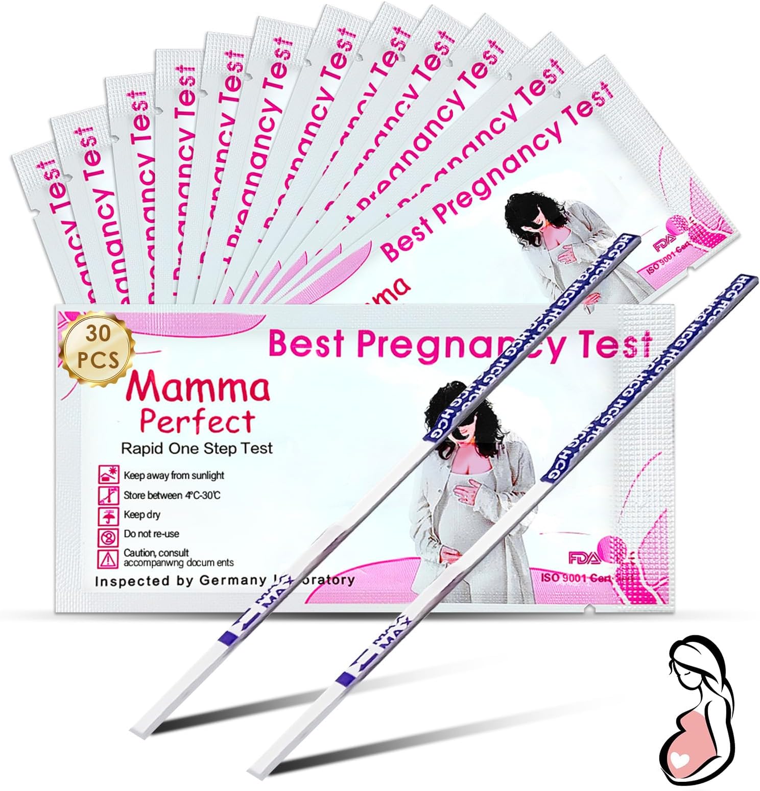 30 pcs Pregnancy Test Strips for Early Detection,Reliable and Fast Result,10 MIU/ml Pregnancy Test Strips,Detection for Home Test