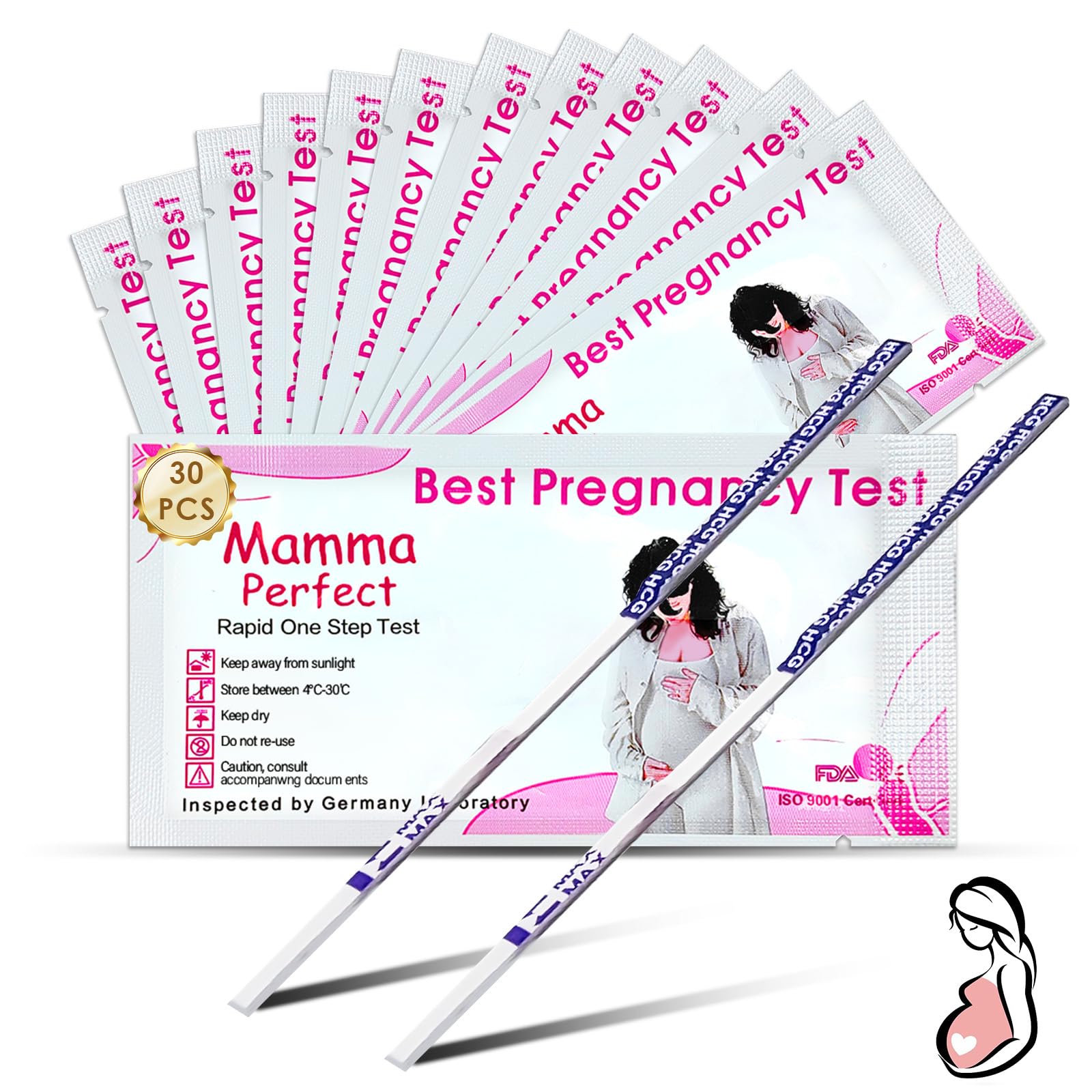 30 pcs Pregnancy Test Strips for Early Detection,Reliable and Fast Result,10 MIU/ml Pregnancy Test Strips,Detection for Home Test
