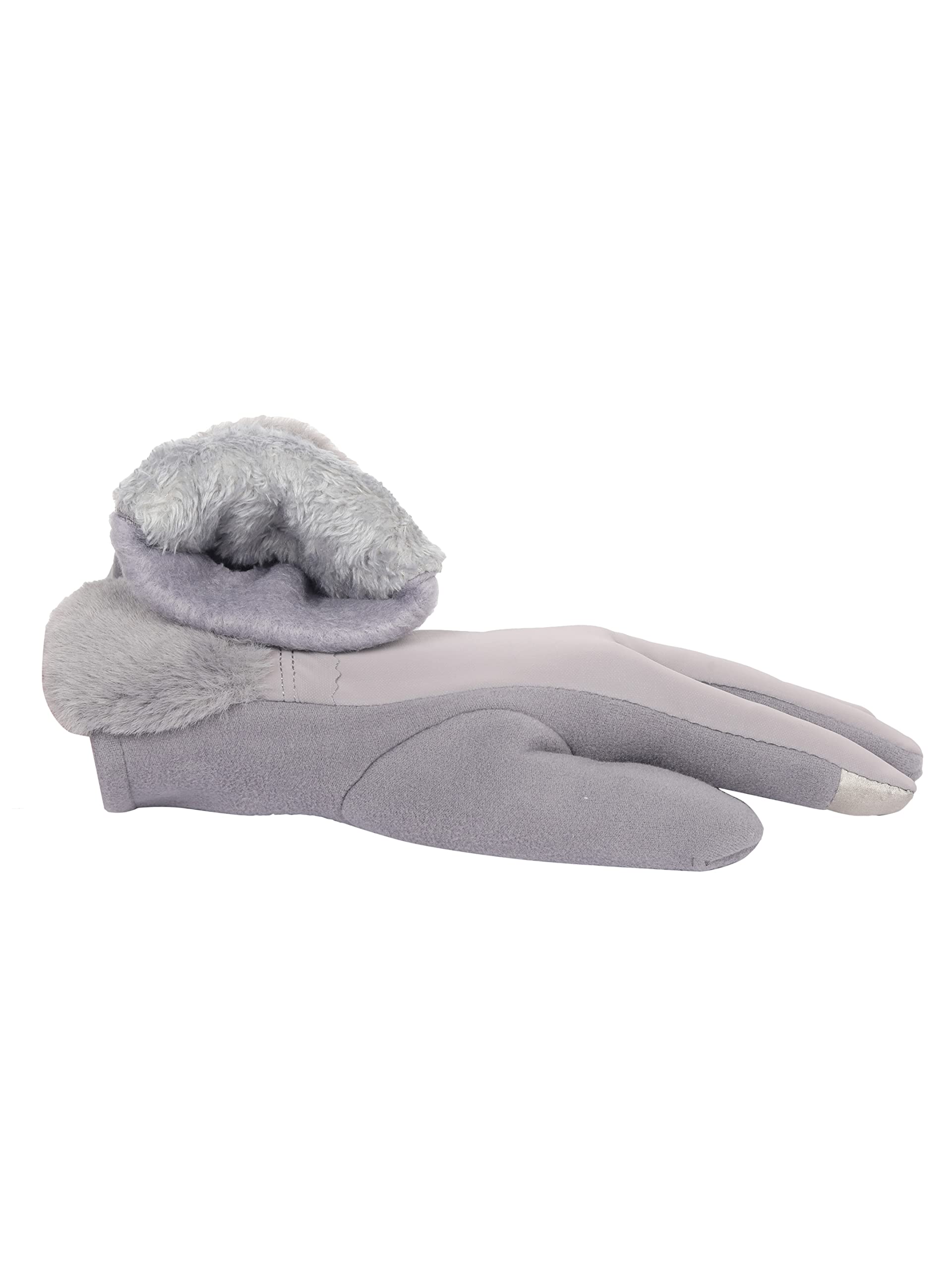 FabSeasons Winter gloves with Touchscreen finger for Girls and Women, Grey 4