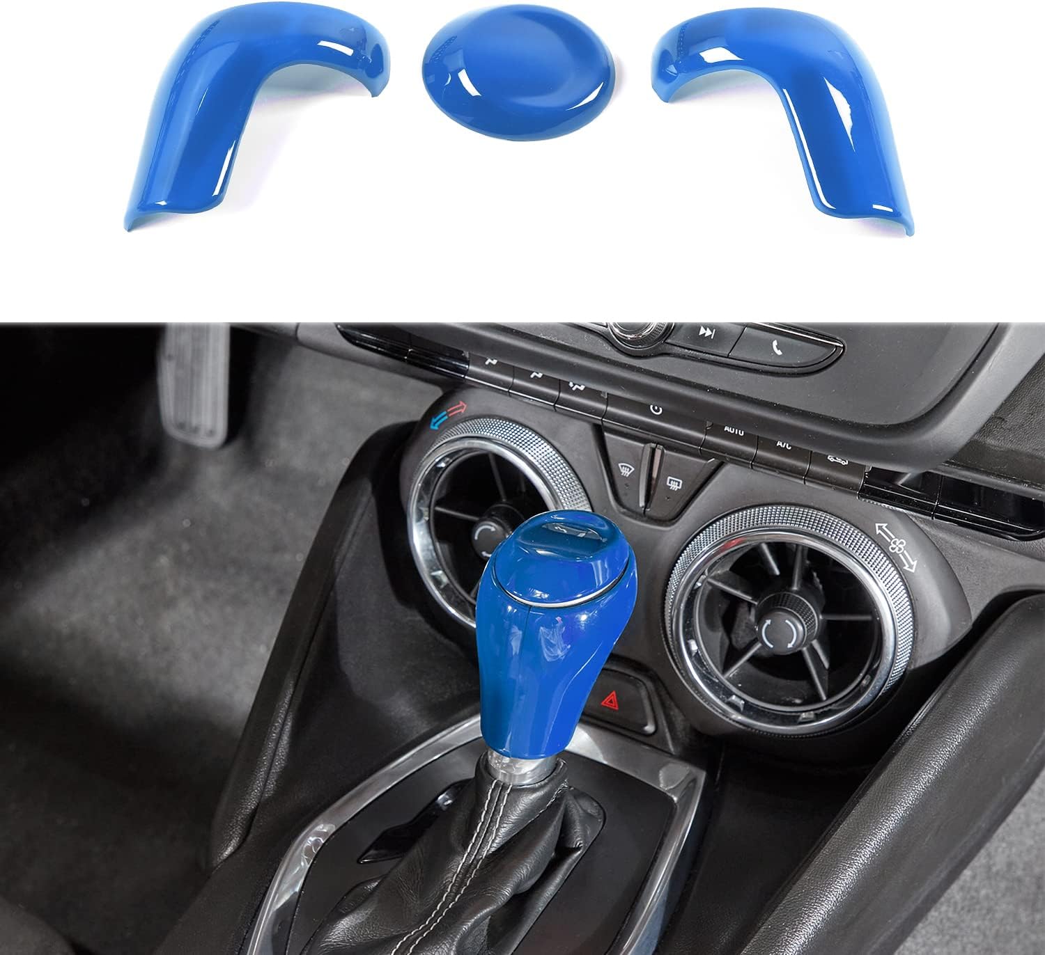 for Camaro Gear Shift Knob Cover, Center Console Gear Shift Trim Compatible with Chevrolet Chevy Camaro 2016+ Interior Accessories, Red