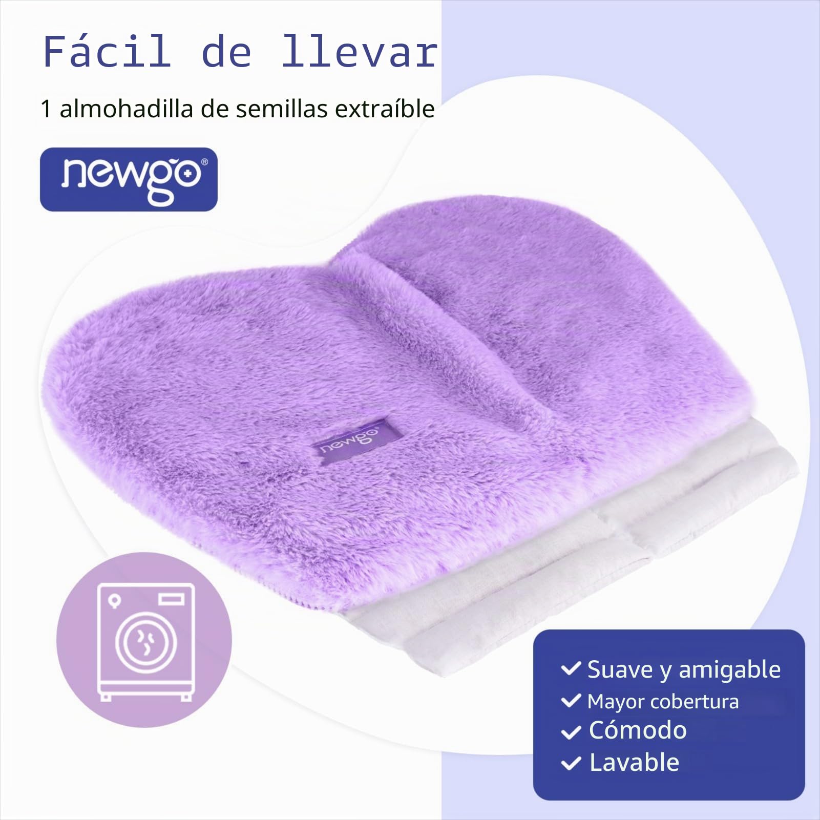NEWGO Manoplas Calentables para Manos, Calientamanos Calentables por Microondas, Fáciles de Usar, Guantes de Terapia de Calor Húmedo para la Rigidez de las Manos- Morado-1Par