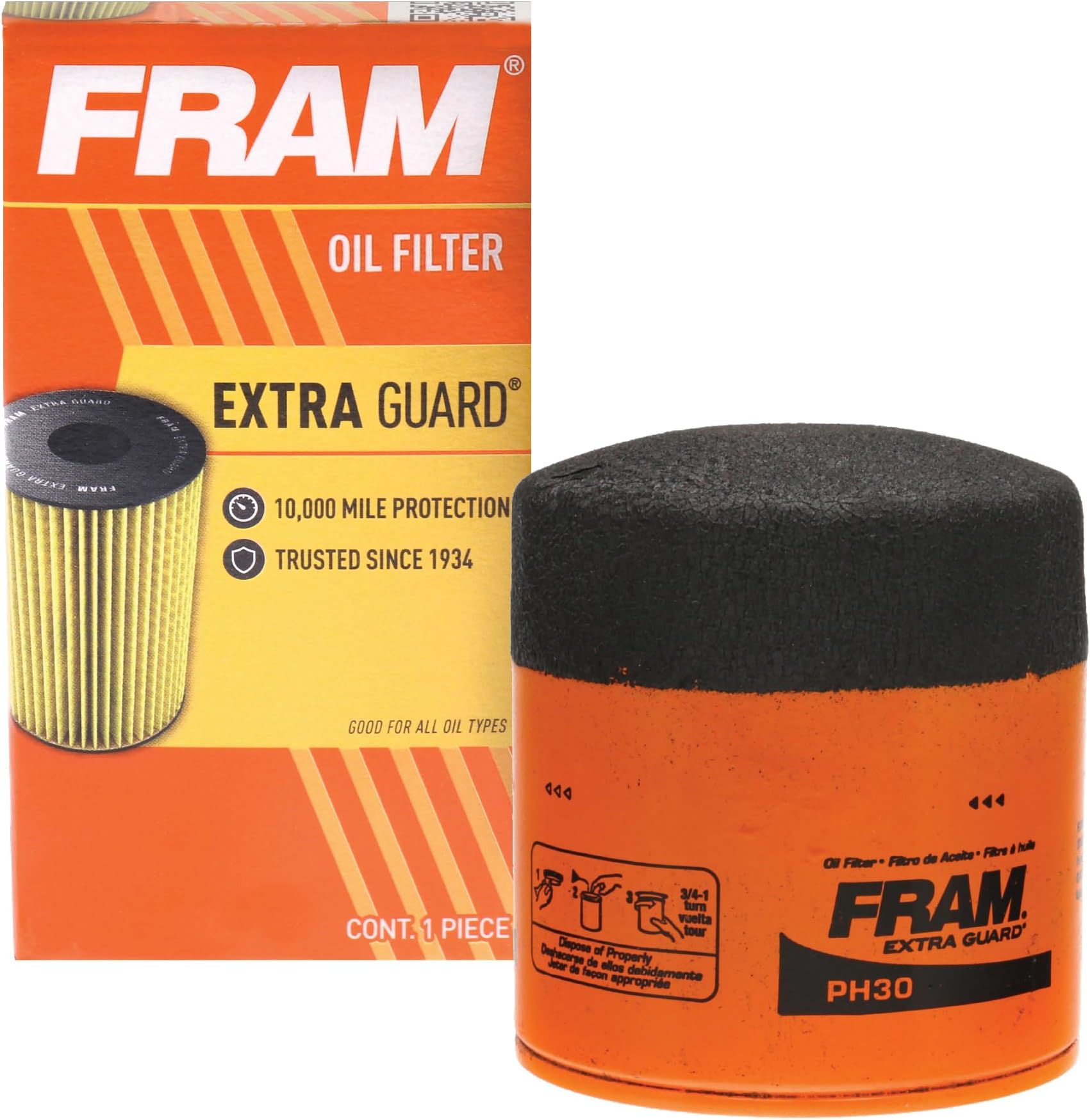 Extra Guard PH30 10K Mile Change Automotive Replacement Interval Spin-On Engine Oil Filter for Select Vehicle Model Years, Vehicle Engine Protection Oil Filter for Everyday Drivers