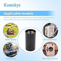 Vista 5 de 161-193 uf/MFD 110-125 VCA ±20% 50/60 Hz CD60 Condensador de arranque de motor redondo para Hayward Super Pump utilizado en motores de 110 voltios