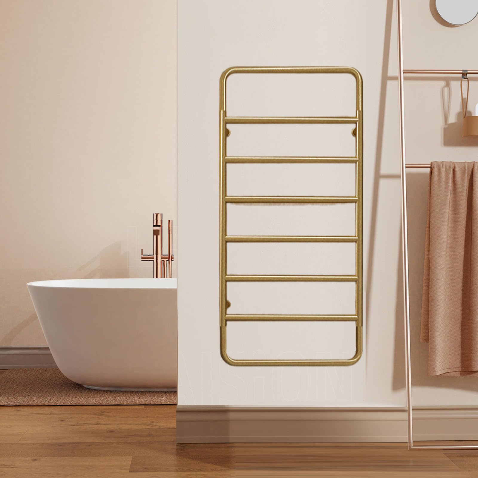 Scaldasalviette 8 Barre, stendini in Acciaio Inox, stendino Elettrico da Parete (cablato Oro)