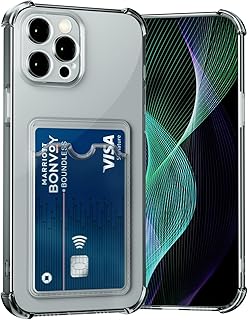 جراب حماية سيليكون شفاف بممتص صدمات وتصميم وسادة هوائية وحامل كروت وواقي كاميرا متوافق مع ايفون 12 برو، (أسود، ايفون 12 برو)