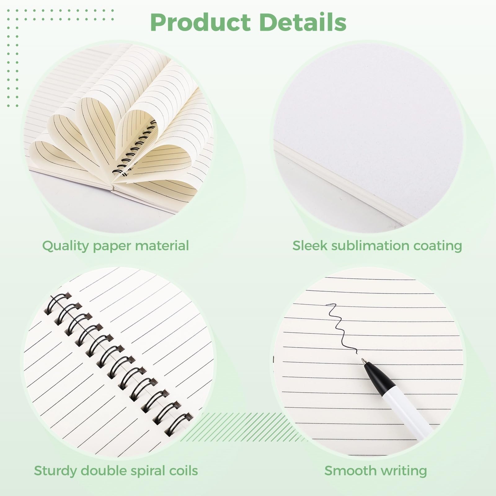 Set di diario per sublimazione fai da te, 4 quaderni A5 e 8 penne a sublimazione in metallo, 120 pagine per disegni personalizzati a trasferimento termico