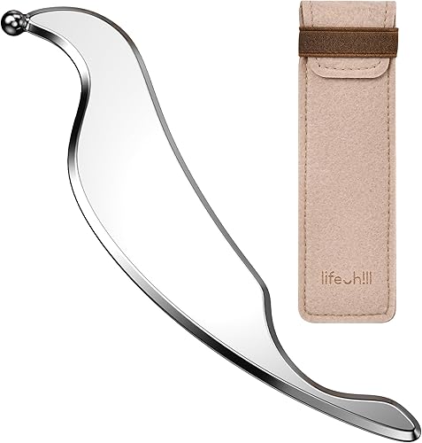 lifechill Herramienta Gua Sha 3 en 1 de acero inoxidable, herramientas profesionales de masaje de punto de gatillo y raspador de liberación de