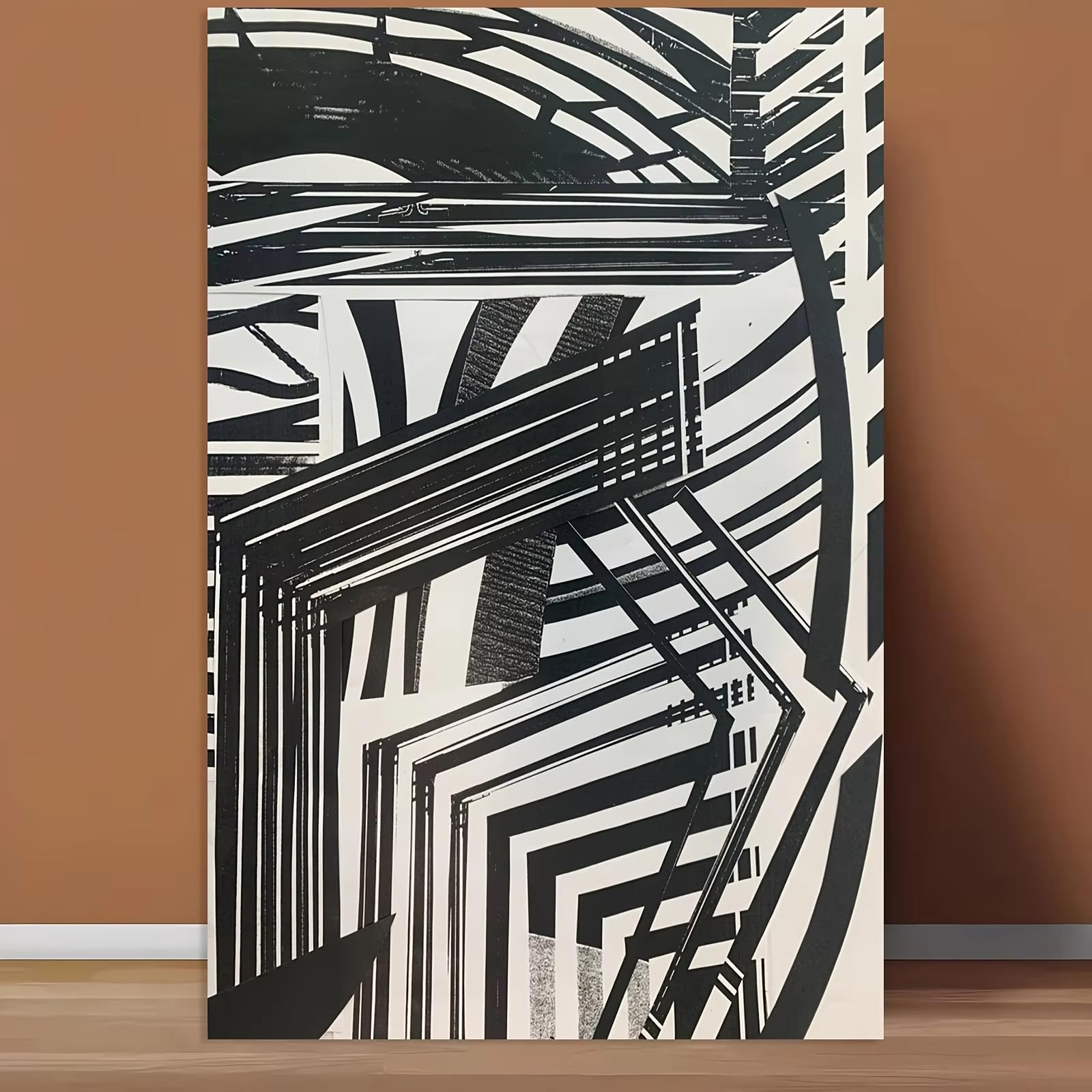 DFZEWKI Abstract Black Gray Line Thick Wall Art Picture Large Mural For Home Living Room Decor(50x70cm(20x28in)/No frame)