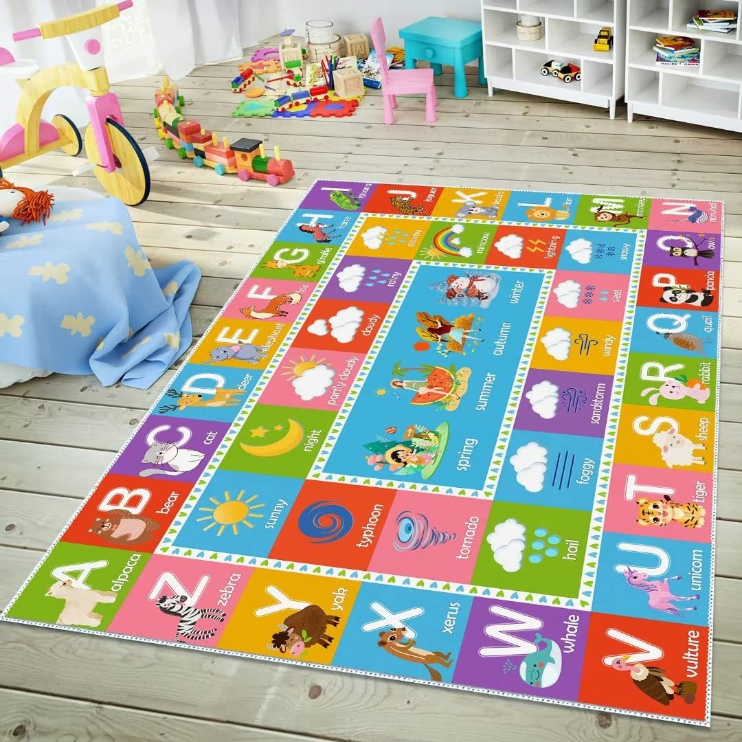 SAMESIEG ABC Alphabet Rug, 4'x6' Educational Play Rug Carpet for Kids Classroom Playroom, Non-Slip Mat Playmat for Boys Girls