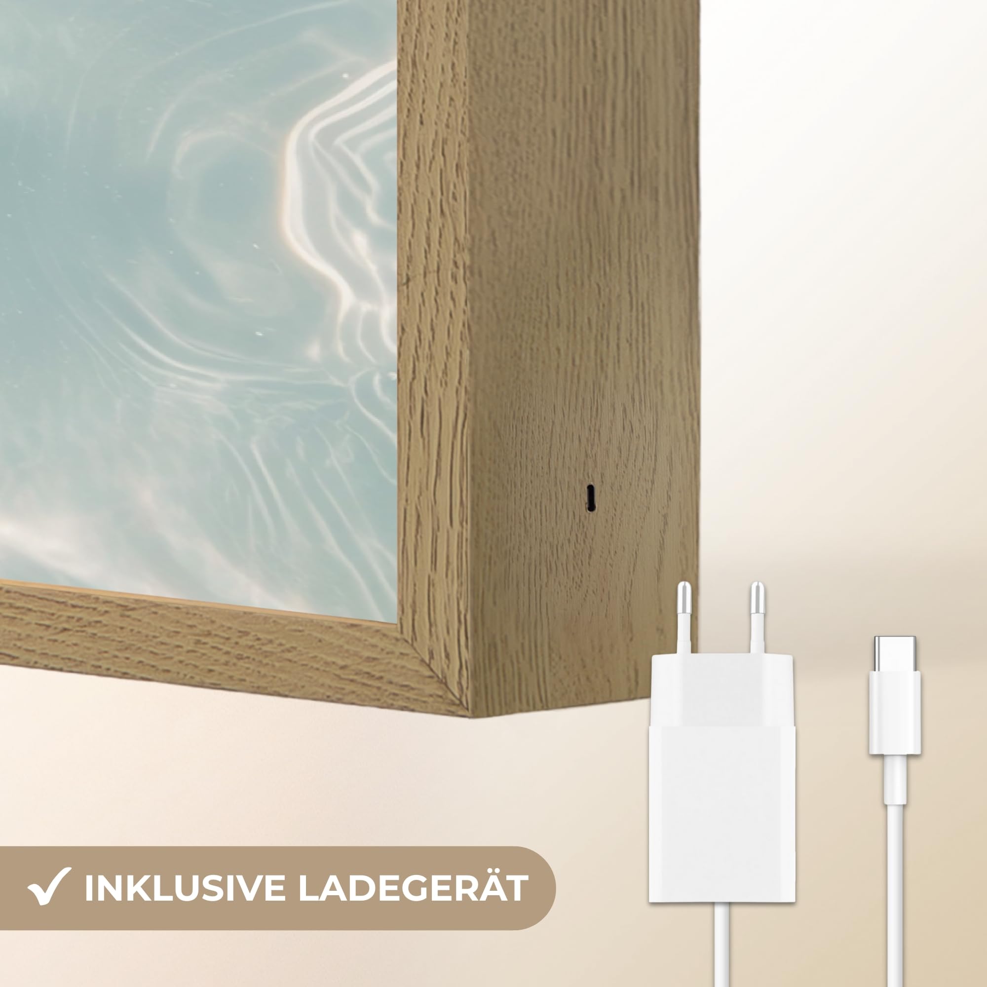 Moderne LED Wandleuchte Innen 90x60 cm Aufladbar Wandbeleuchtung Schlafzimmer Nachtlampe Flach Fernbedienung Warmes Still Licht Dimmbare Lampe Seesterne - Gewelltes Wasser - Beruhigend