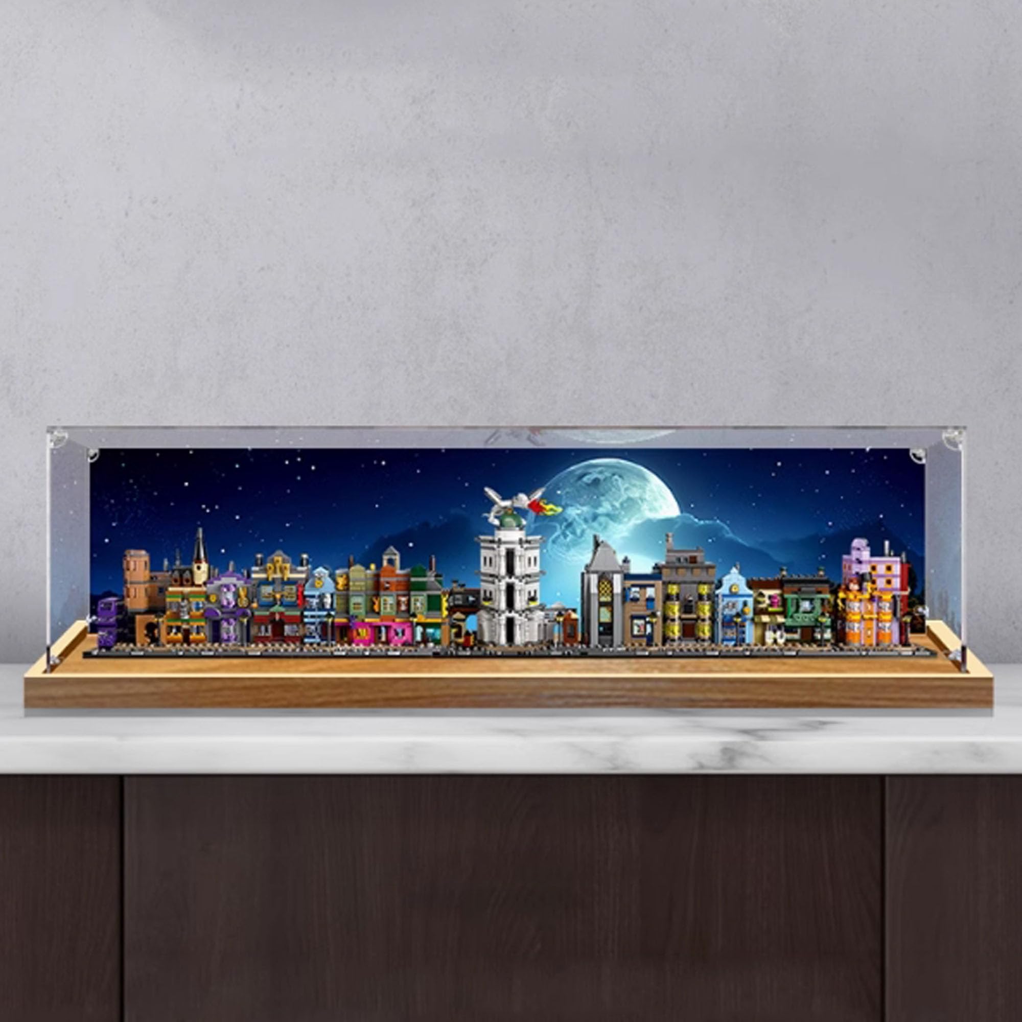 Ddxmml Yellow Acrylic Display Case, Compatible With Lego 76444 Mini Diagon Alley Model Set, Dustproof Transparent Display Case, Storage Box (Display Case Only) (3Mm Back Spray)