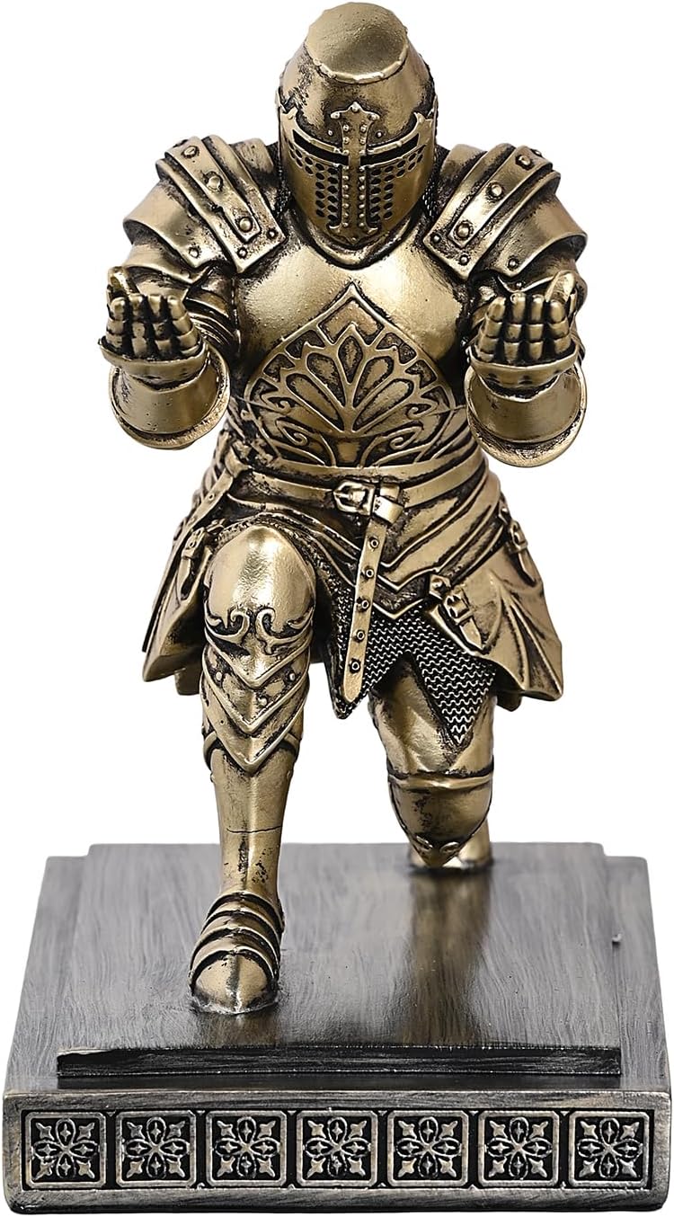 Templar Vanguard Soldier Pen Holder Pencil Stand Desk Organizers and Accessories as Gift for Medieval Warrior Enthusiast (Bronze)