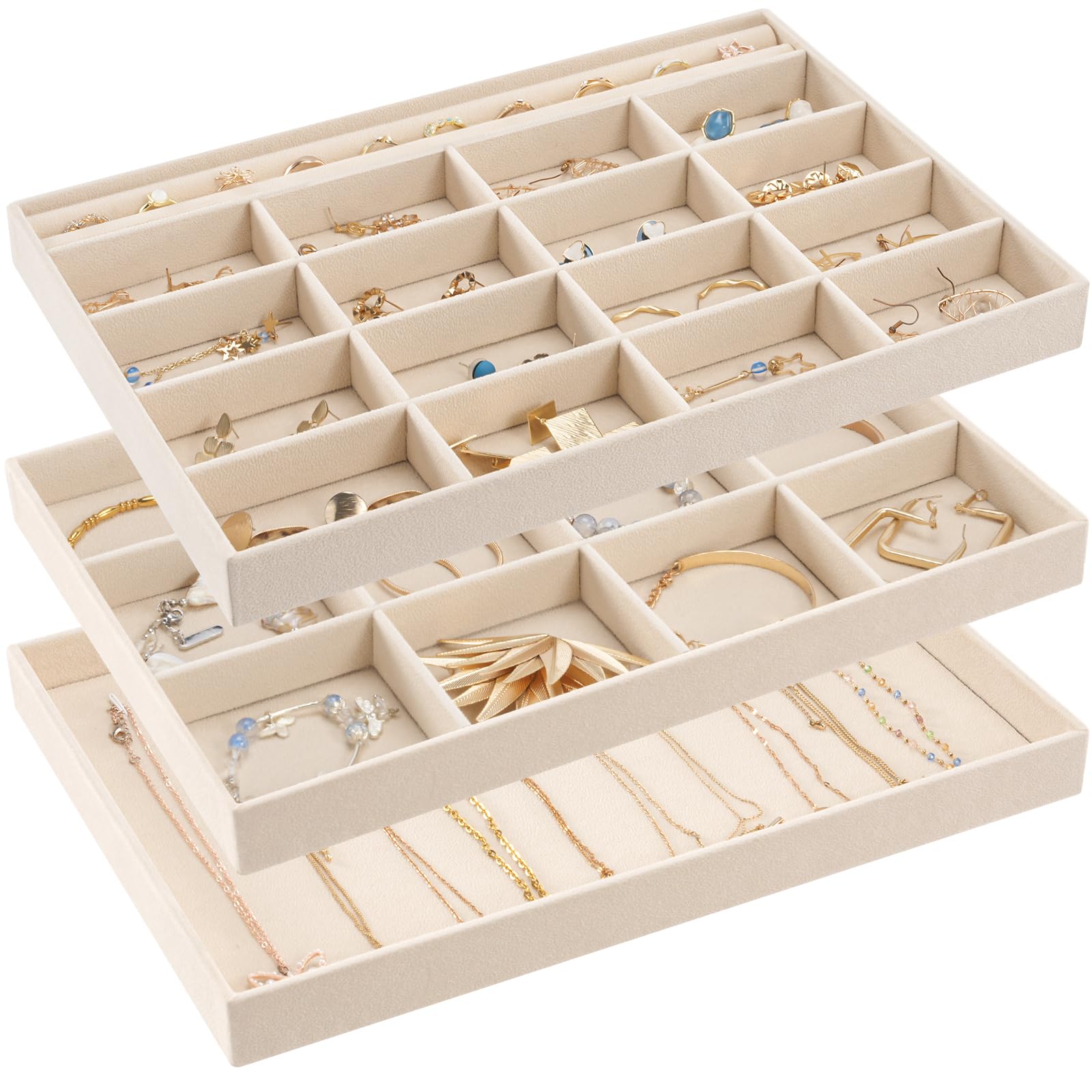 Stackable Velvet Jewelry Organizer Mebbay Trays, Jewelry Storage