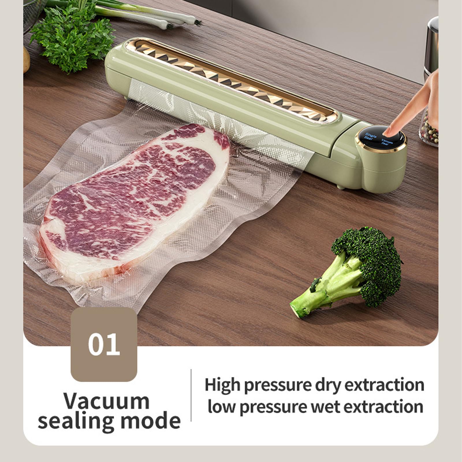 Máquina de envasado al vacío automática, máquina selladora al vacío con 50 Bolsas selladoras al vacío, máquina de vacío Totalmente automática con Sellado táctil (White 50* Sealer Bags)