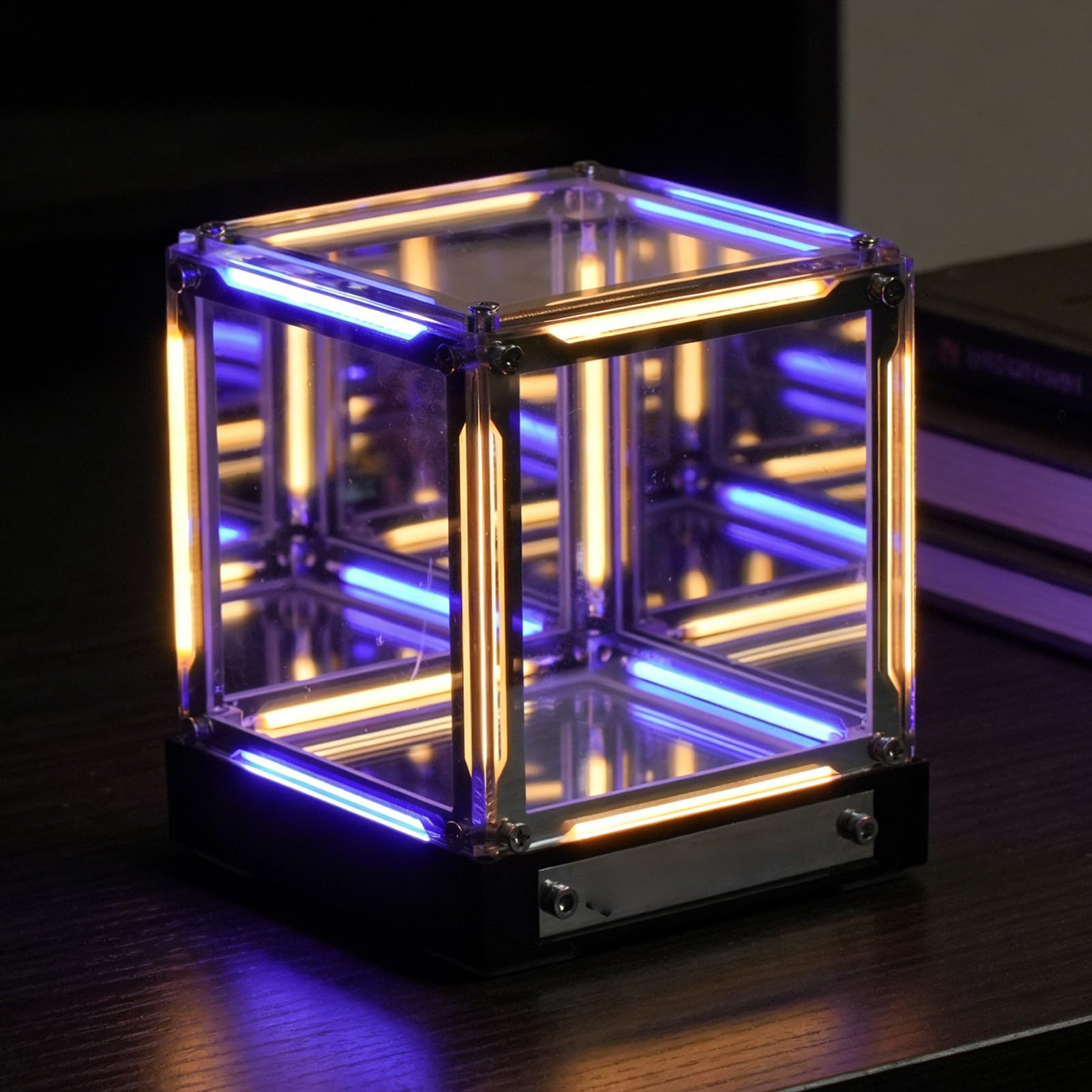 Lampe Cube Lumineuse Miroir Infini 4D à Effet Abysse, Lampe LED Veilleuse D'ambiance pour Salle de Jeux avec Commande Tactile, intensité Variable, Batterie Rechargeable 2000 MAh,