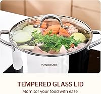 Vista 7 de SUNHOUSE Olla de acero inoxidable – Olla de cocina de inducción resistente de 7 cuartos de galón con tapa visible para pasta, sopa, espagueti, olla