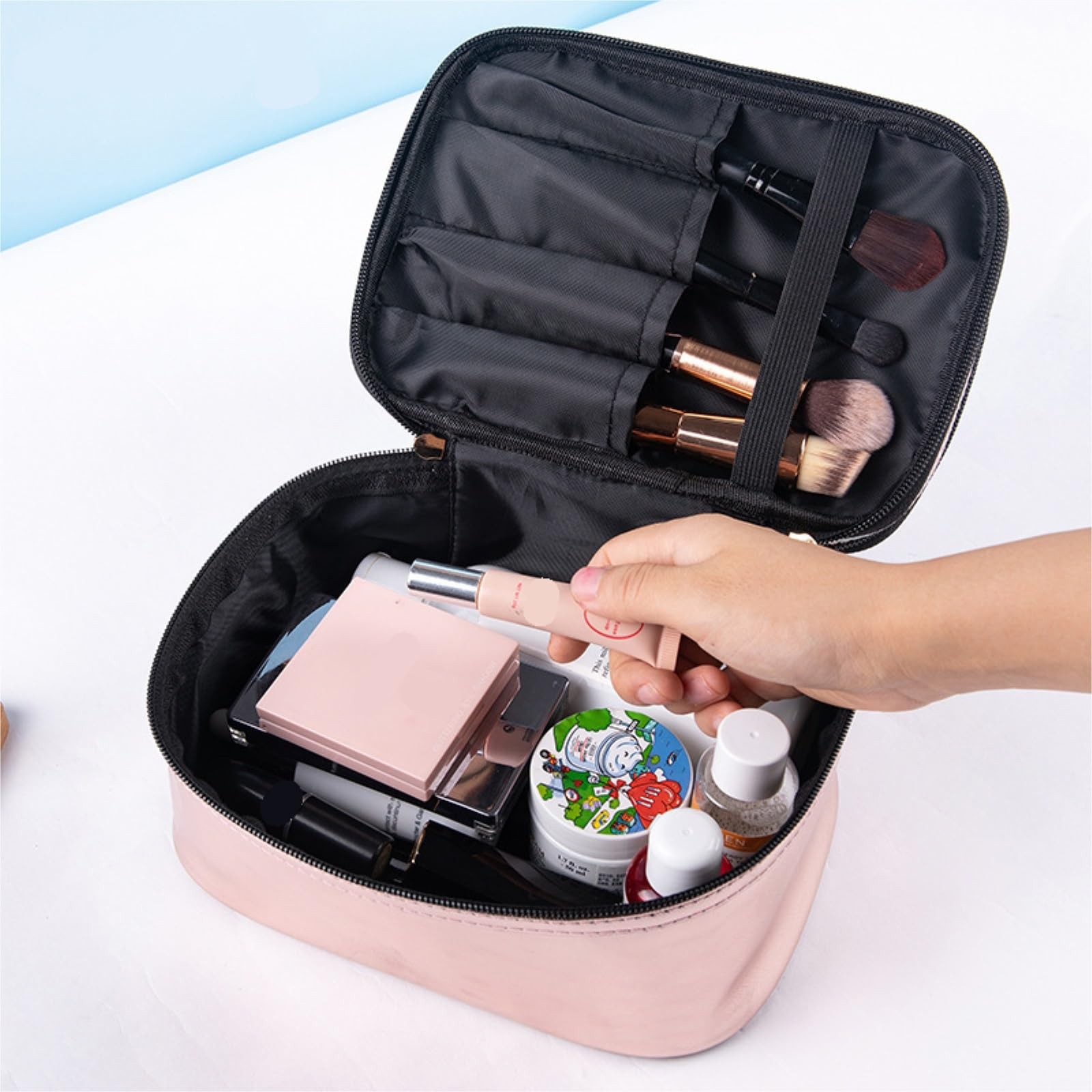 Kosmetyczka Przezroczysta dwuwarstwowa kosmetyczka Wielofunkcyjna kosmetyczka Przenośna wodoodporna kosmetyczka do przechowywania (Color : A, Size : 9 * 6.6 * 6.2IN)