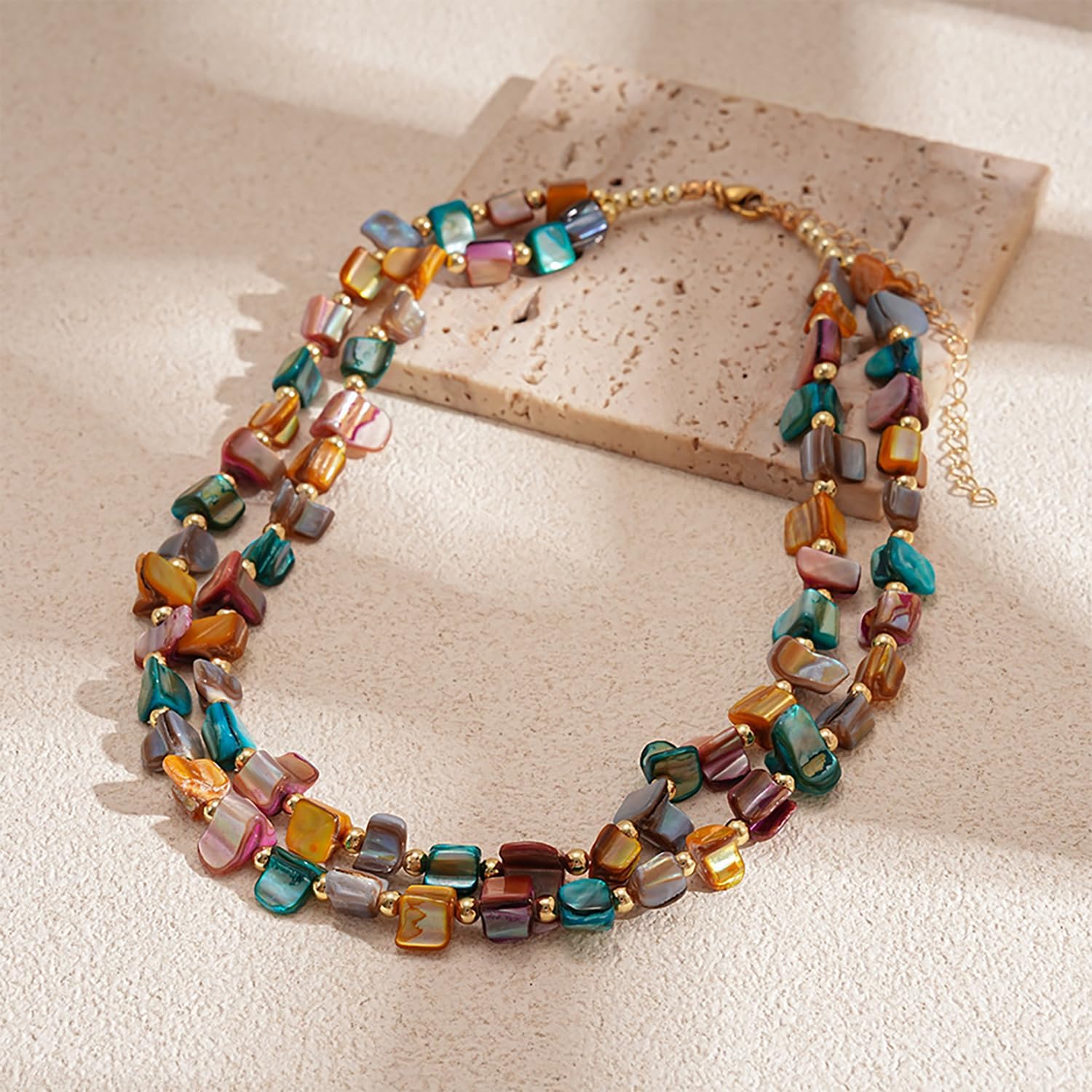 Colorful Beaded Necklace for Women Boho Layered Turquoise Choker Statement Necklace Punk Jewelry - Image 6