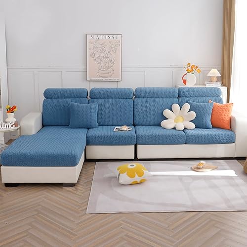 OKYUK Fundas universales para sofá en forma de L resistentes al desgaste, funda para sofá chaise lounge, protector de muebles elástico de alta