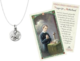 Trendzeen St Gerard Medal - with St Gerard Prayer Card | Saint Gerard Necklace Jewelry | Patron Saint Of Fertility, Pregnant Women, Mothers | Set of 2 Items