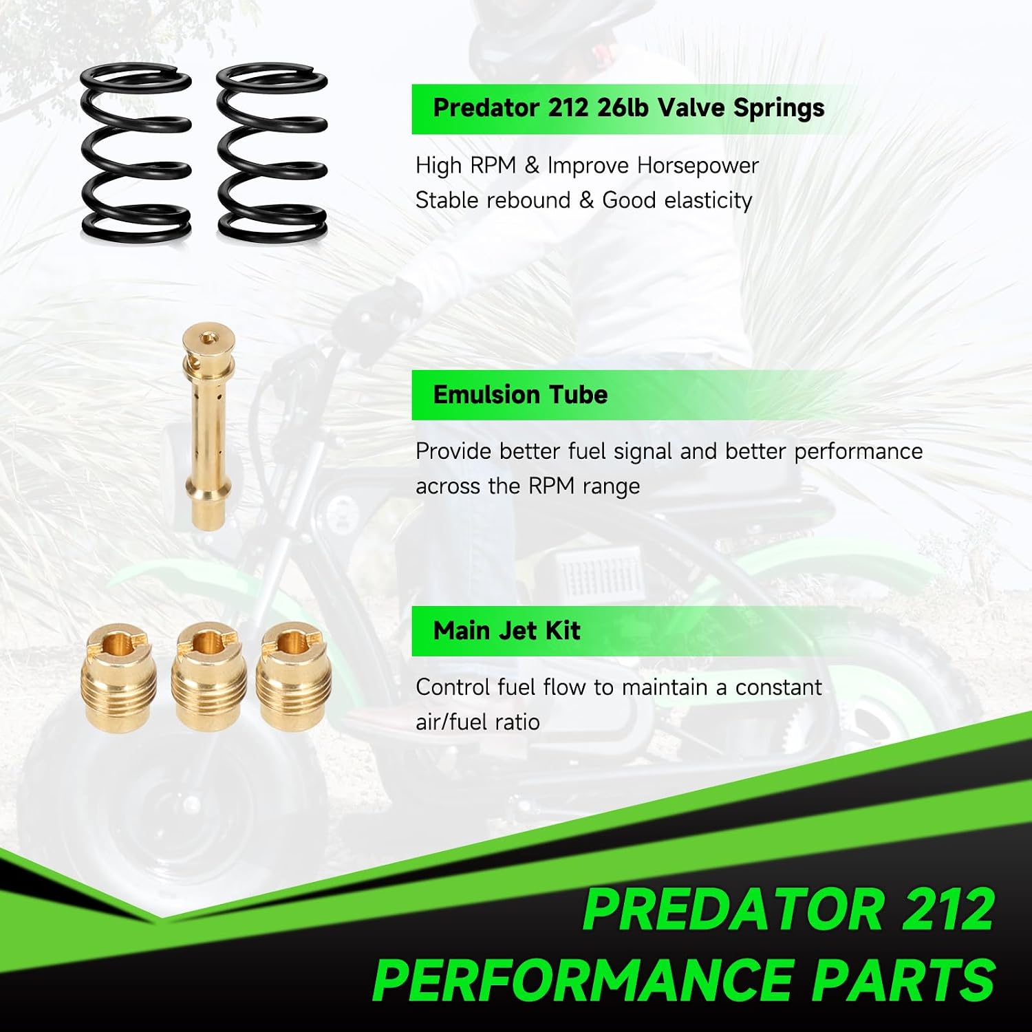 212cc Exhaust Pipe Kit Compatible with Predator 212 196cc 224cc Coleman Mini Bike CT200U CT200U-EX BT200X KT196 Go Kart Baja Warrior GX160 GX200 OHV Clone Engine Parts w/Valve Springs (Black)