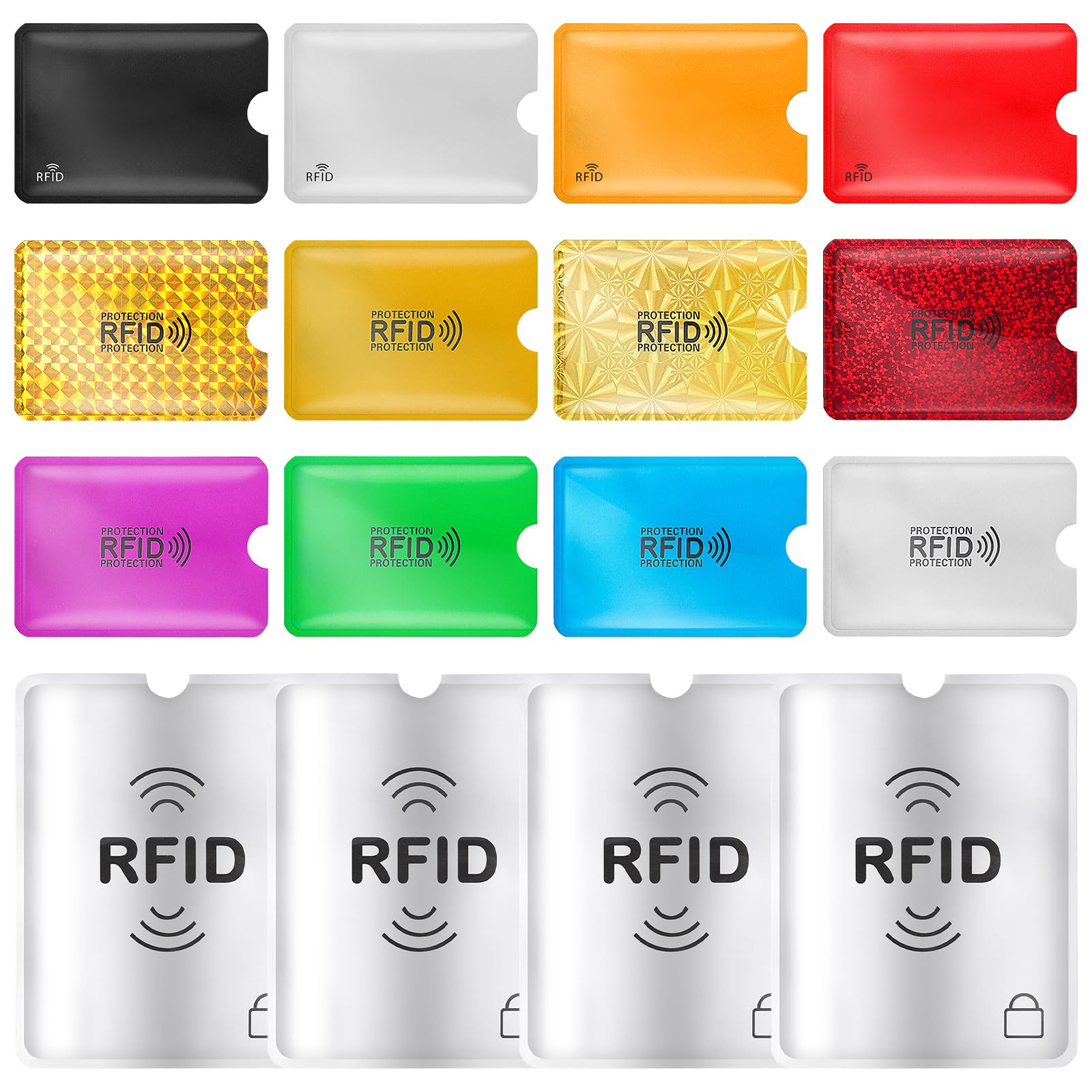 Juego De 12 Fundas RFID + 4 Protectores Para Pasaporte - Bloqueo De Seguridad Para Tarjetas Y Documentos