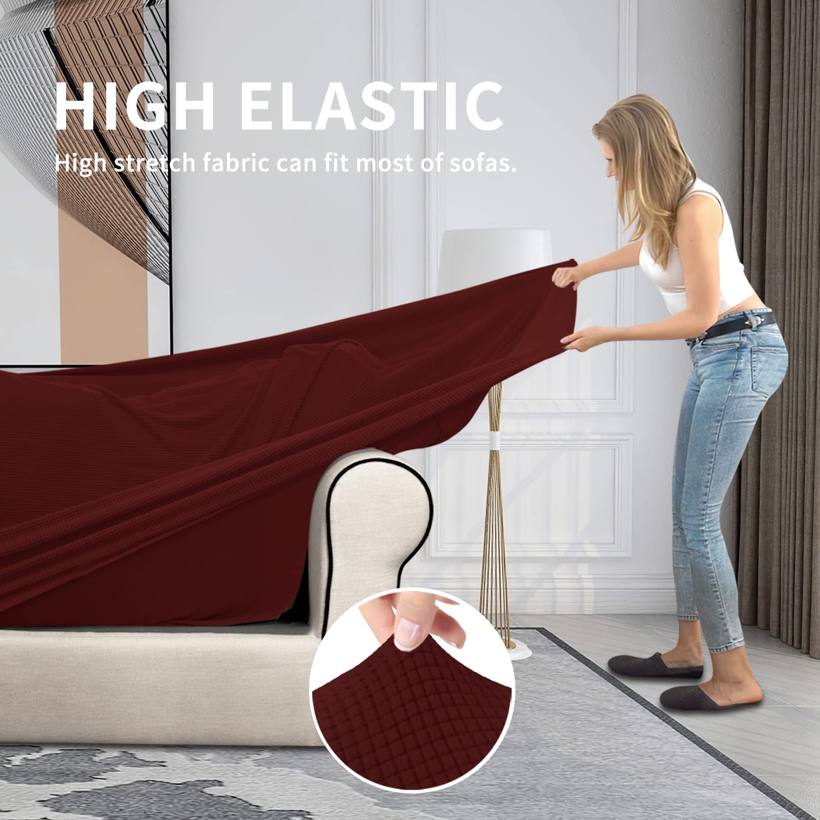Funda Elástica Para Sofá De 3 Plazas - Incluye 3 Fundas De Cojín Separadas, Lavable, Protectora