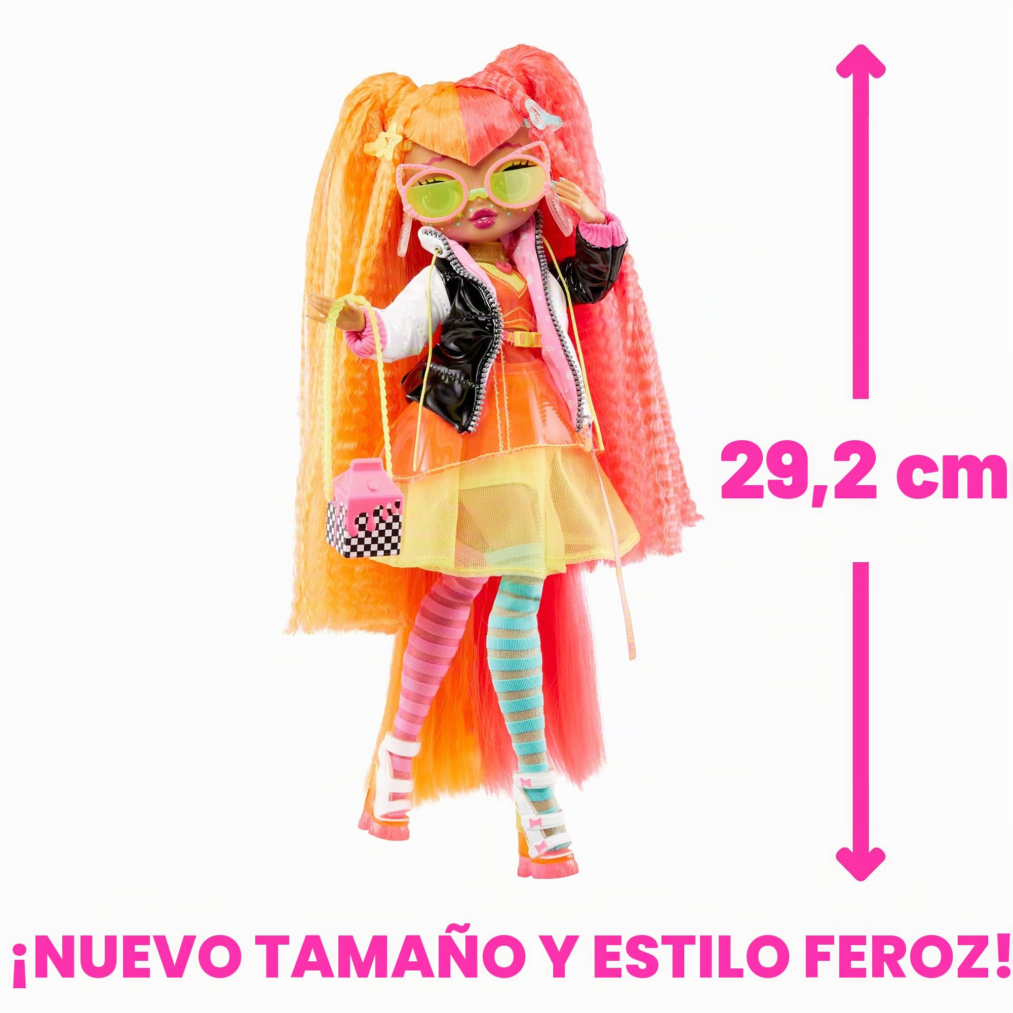 L.O.L. Surprise! OMG Fierce Muñeca de Moda - NEONLICIOUS - de 29 cm con 15 sorpresas - Incluye Ropa, Accesorios y Soporte para la muñeca - Coleccionable - Edad: 3+ años, 585268
