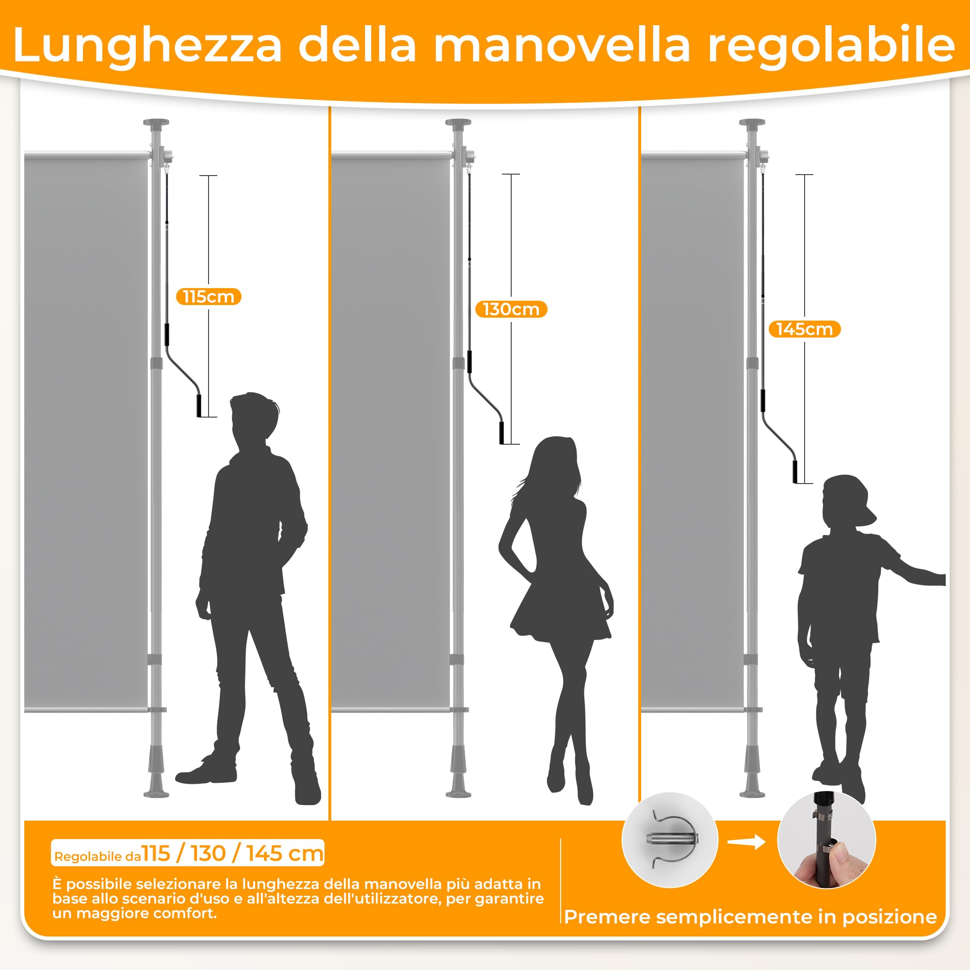 HOMEDEMO Tenda da Sole Verticale Regolabile 200x(220-310) cm Antracite Impermeabile Anti-UV