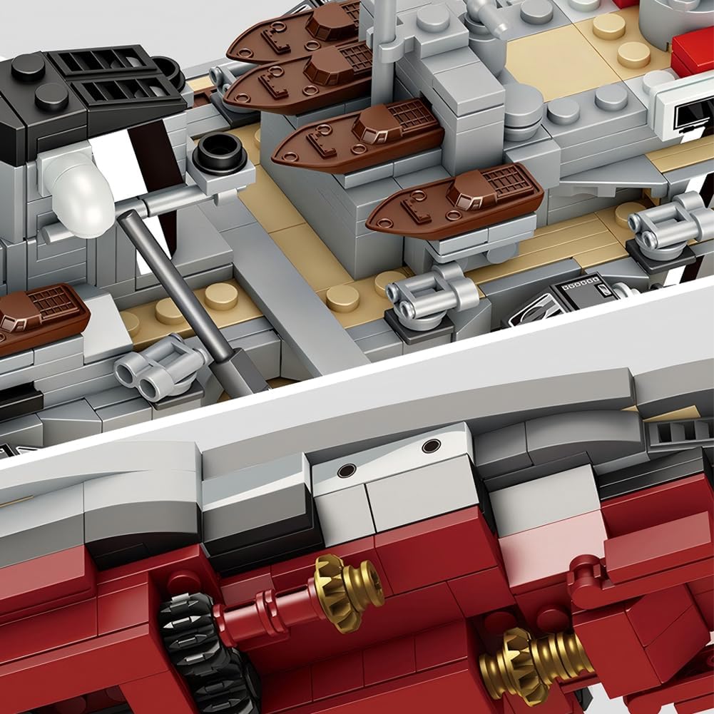 Bismarck Battleship Building Block Toy, World War II Classic Bismarck Warship Bricks Model Kit for Teenagers and Adults Collection(2081 Pieces)