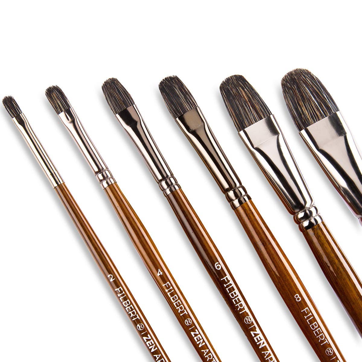Professional Oil & Acrylic Brush Set – 6 Oil Brushes for Artists 2, 4, 6, 8, 10, & 12 with Durable Badger/Synthetic Bristles – PVC Travel Pouch, Long Birchwood Handles, No Shedding by