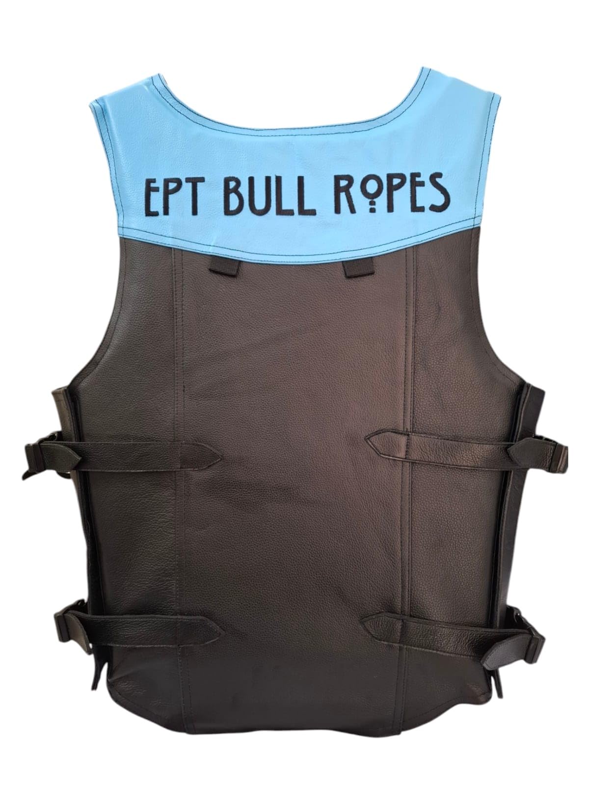 EPT Leather Bull Riding Vest v3.0 - Black & Blue Leather EPT Brand - Adult Large Sizes: (Small)