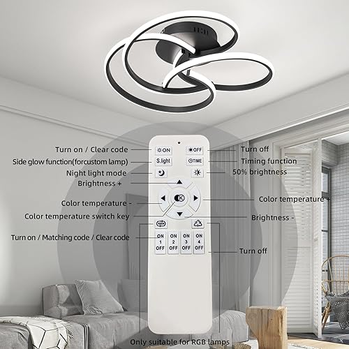 Miniatura 6 de CANEOE Lámpara de techo LED moderna, 42 W, regulable, cerca del techo, con control remoto, lámpara de techo LED de montaje empotrado para