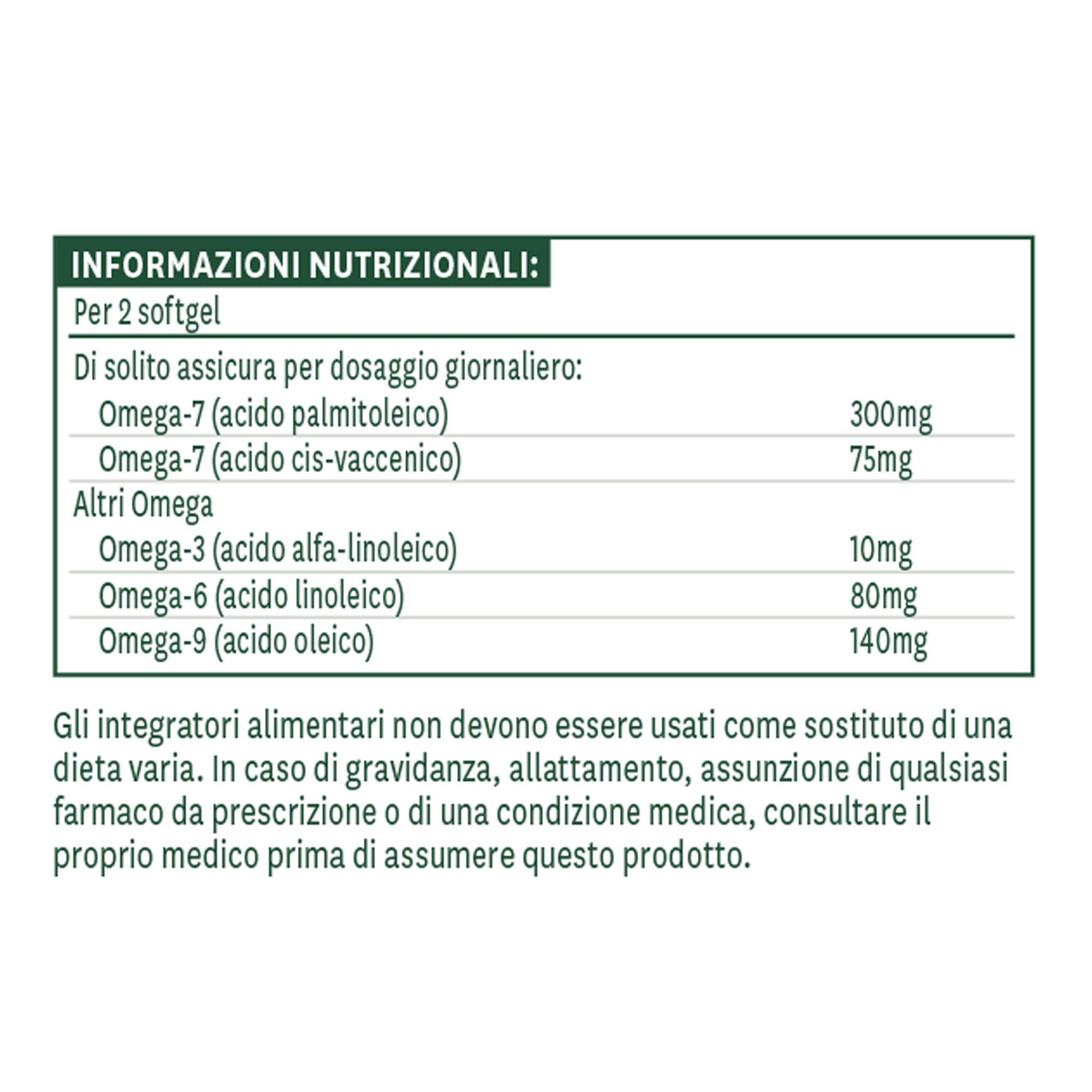 Natures Aid 100% Pure Omega-7 Sea Buckthorn Oil 500mg 60 Vegetarian Softgels