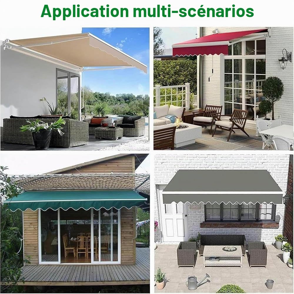 Tissu De Remplacement pour Auvent De Terrasse Rétractable,Tissu De Rechange pour Store Banne en Polyester, Toile D'Auvent Couverture D'auvent Protection Solaire Imperméable. (Gris, 3.5x2m/12x6.5ft)