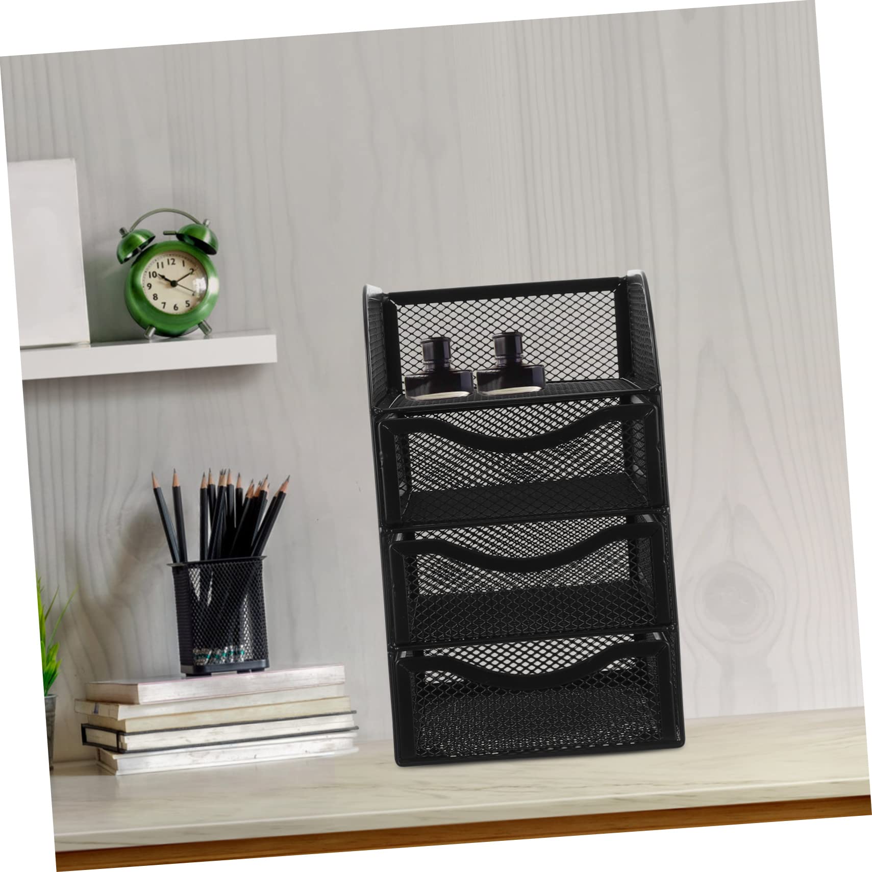 SHINEOFI Caja Organizadora De Metal Cajón De Escritorio Almacenamiento Cajón Hueca Para Papelería
