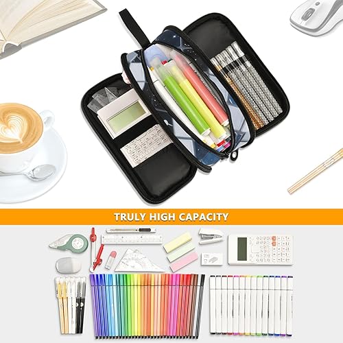 Miniatura 5 de Nylon Pen Case Pencil Bag Scorpio Style Gray Blue Black Big Capacity Slot Pencil Case Stationery Organizer for Office Preppy estuche para