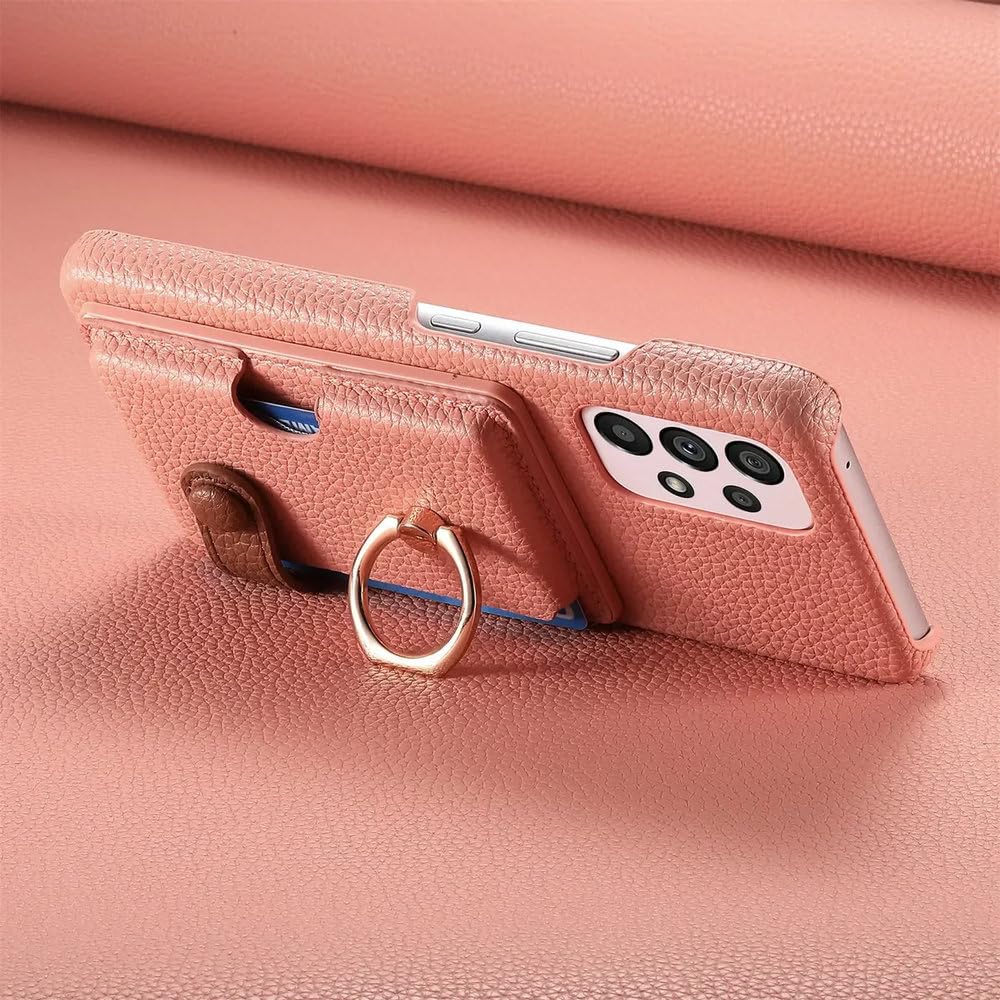 Funda de Cuero con Anillo para Samsung Galaxy S23 S21 FE S24 Ultra S22 Plus A54 A14 A15 A25 A35 A55, Billetera con Tarjetero, marrón, para A13 4G