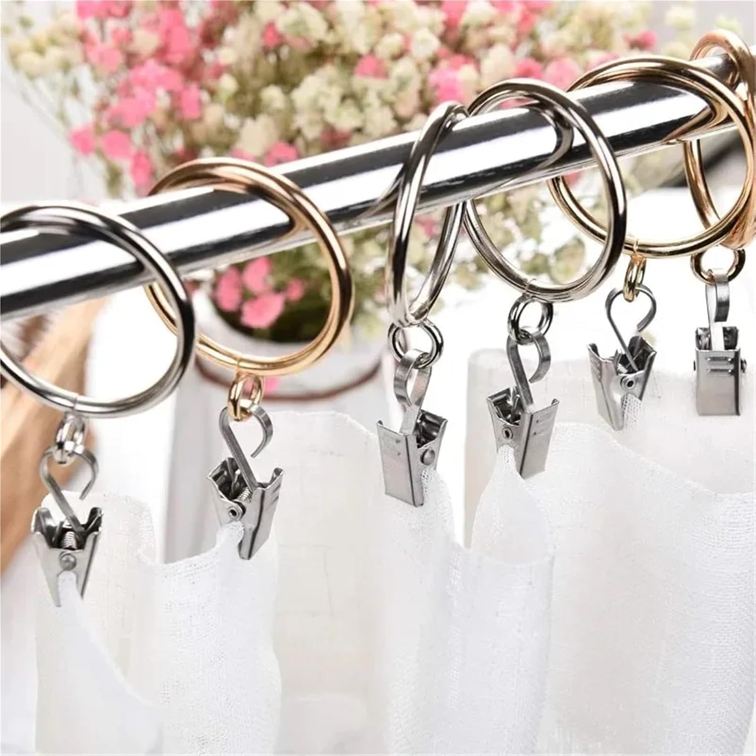 Pinch Pleat Curtain Hooks 400PCS Stainless Steel Curtain Clips with Hooks Heavy Duty Hanging Clamps Window Hook Clip for Home Decoration Crafts(B)