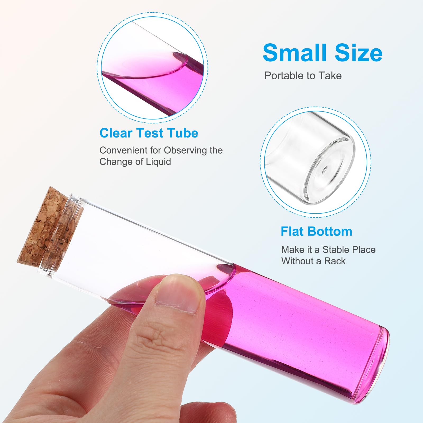 PATIKIL Tubos de ensayo de 60 ml, 24 unidades, 4,72 x 1,18 cm, de cristal, con tapón de corcho, para fiestas, dulces, sales de baño, almacenamiento científico